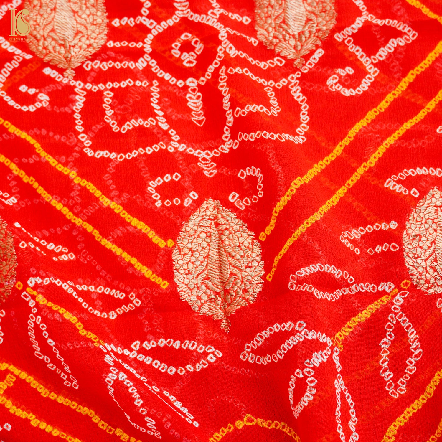 Red Georgette Handloom Banarasi Bandhani Suit Fabric - Khinkhwab