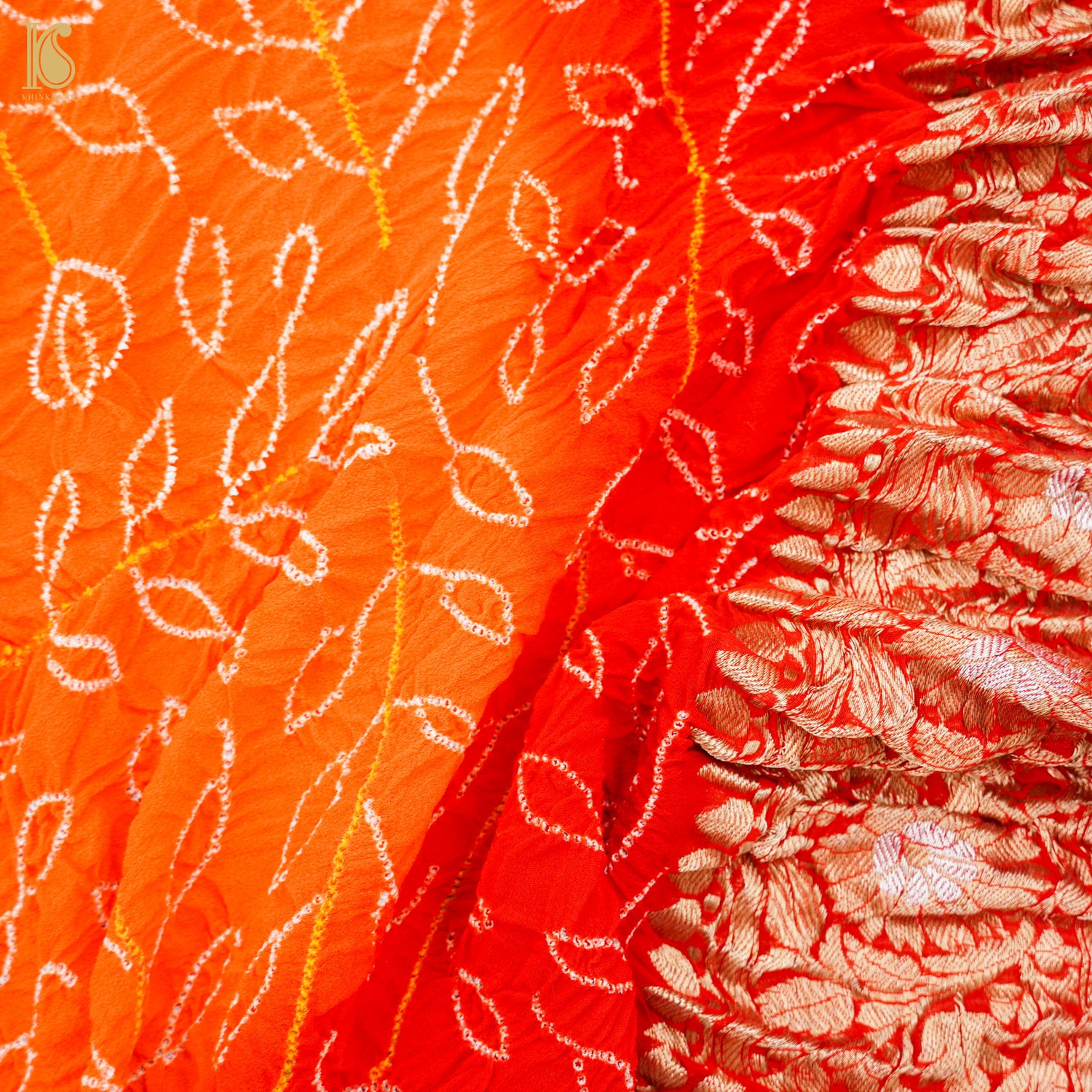 Red Georgette Handloom Banarasi Bandhani Suit Fabric - Khinkhwab