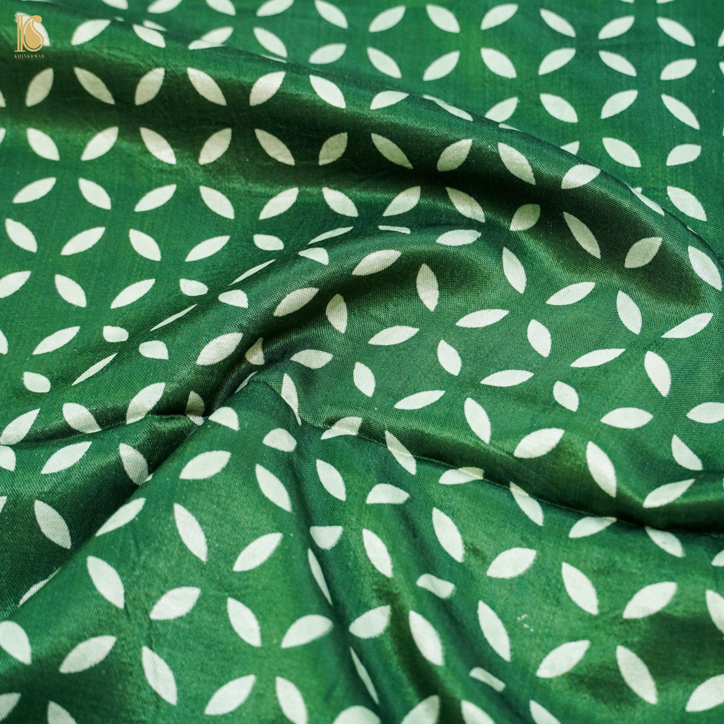 Hunter Green Pure Mashru Silk Patola Ajrakh Kurta Set - Khinkhwab