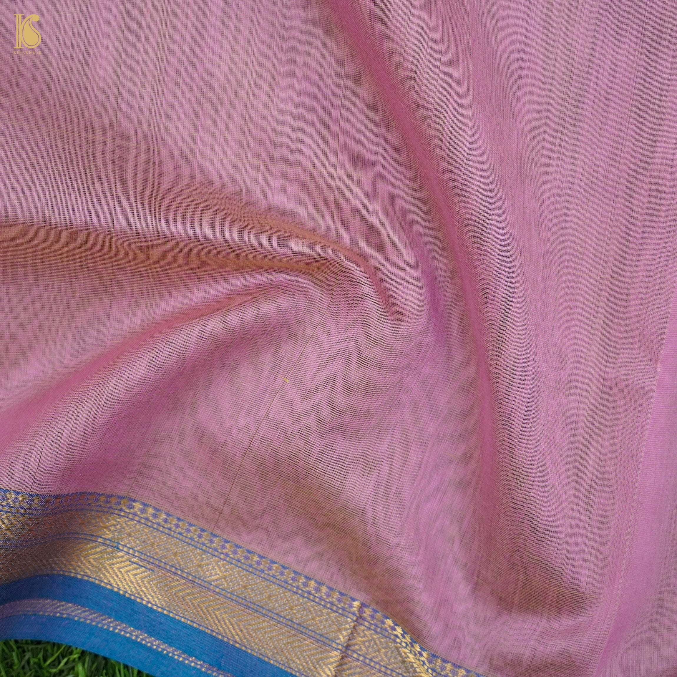 Kobi Pink Handwoven Pure Cotton Silk Maheshwari Saree - Khinkhwab