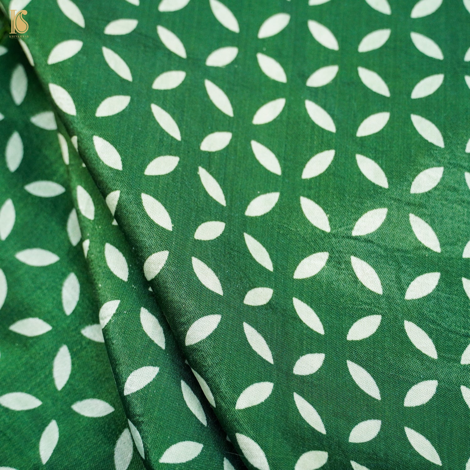 Hunter Green Pure Mashru Silk Patola Ajrakh Kurta Set - Khinkhwab