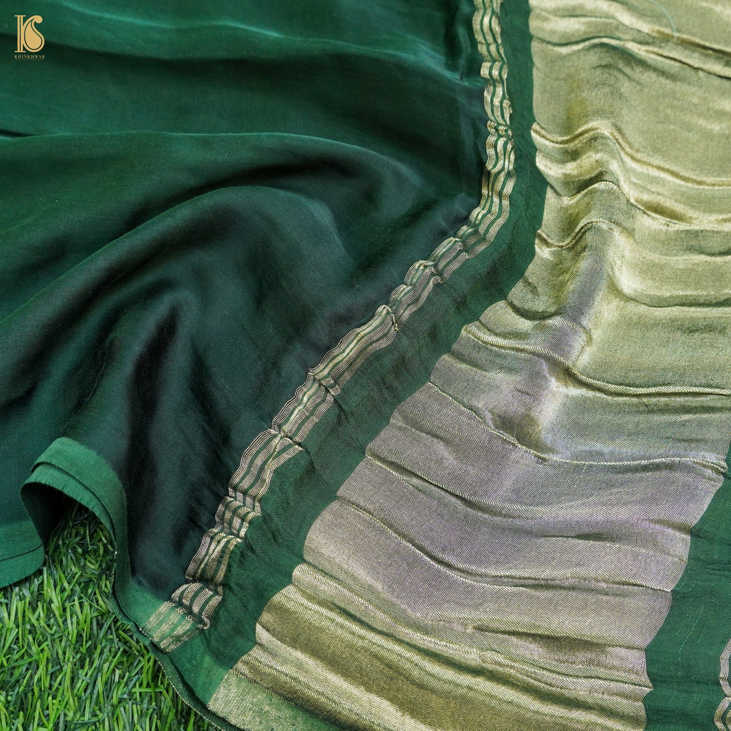 Hunter Green Pure Mashru Silk Patola Ajrakh Kurta Set - Khinkhwab