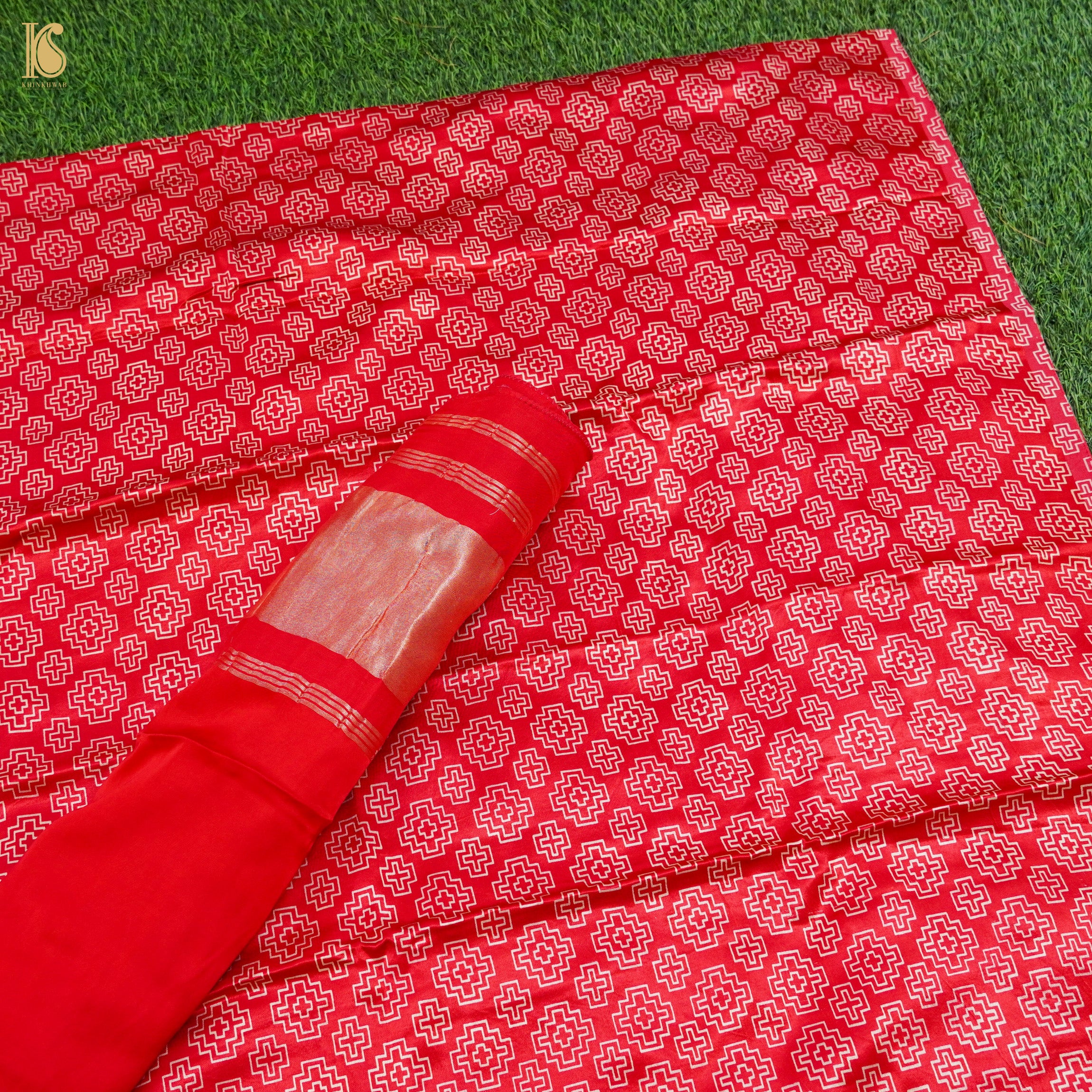 Venetian Red Pure Mashru Silk Patola Ajrakh Kurta Set - Khinkhwab