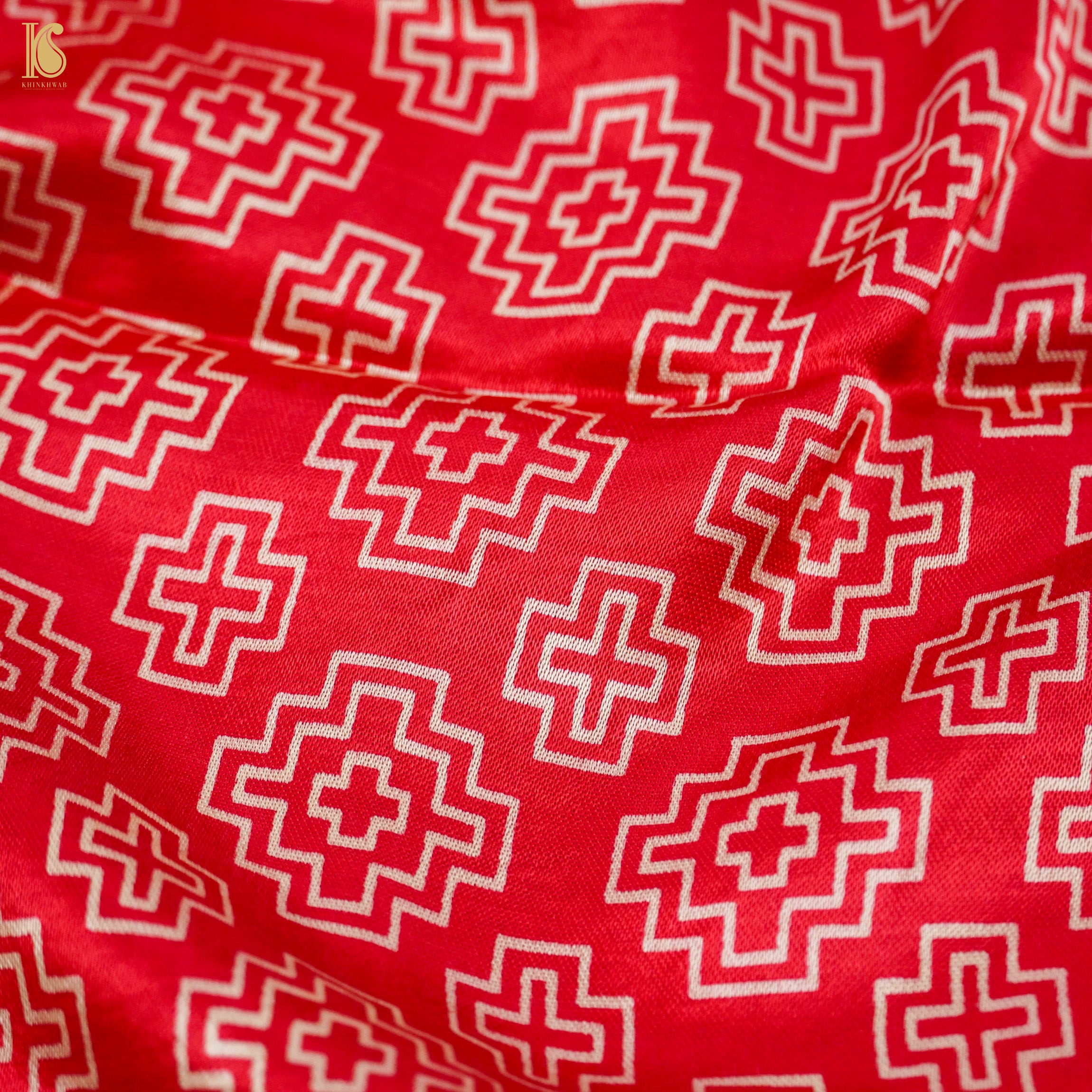 Venetian Red Pure Mashru Silk Patola Ajrakh Kurta Set - Khinkhwab