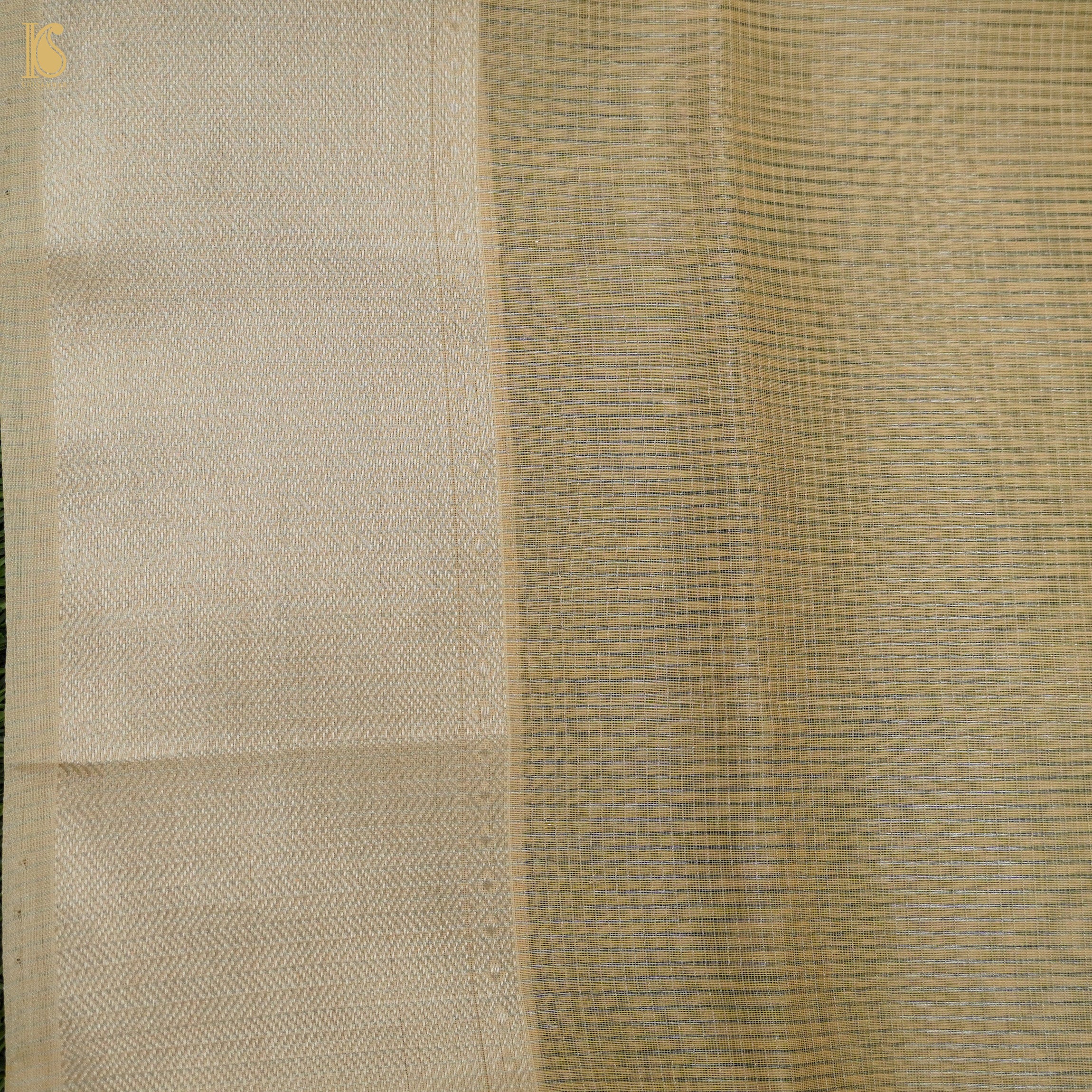 Tan Orange Handwoven Pure Cotton Silk Maheshwari Saree - Khinkhwab