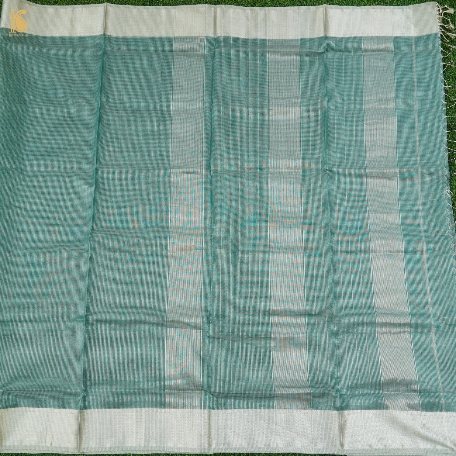 Teal Handwoven Pure Cotton Silk Maheshwari Saree - Khinkhwab