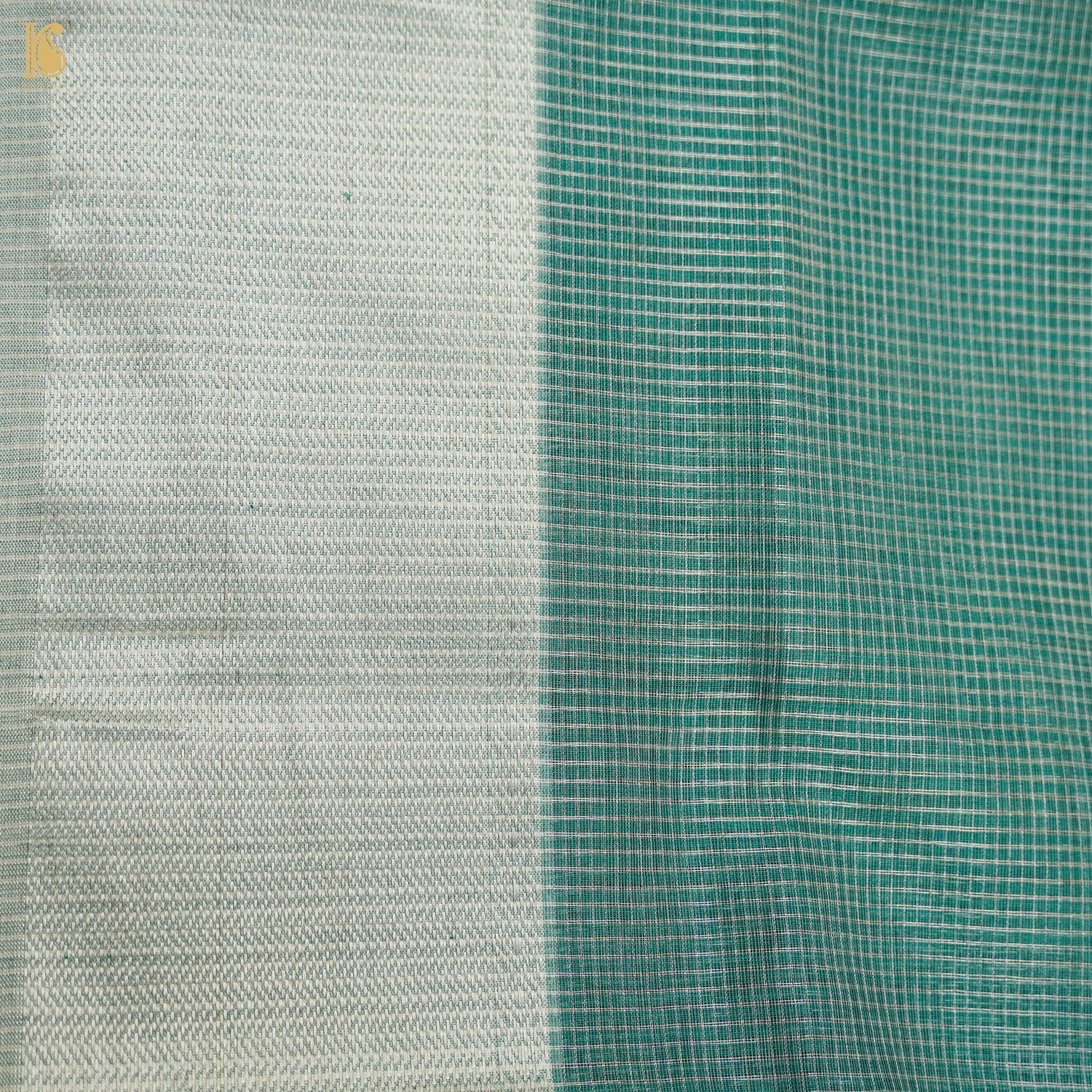 Teal Handwoven Pure Cotton Silk Maheshwari Saree - Khinkhwab