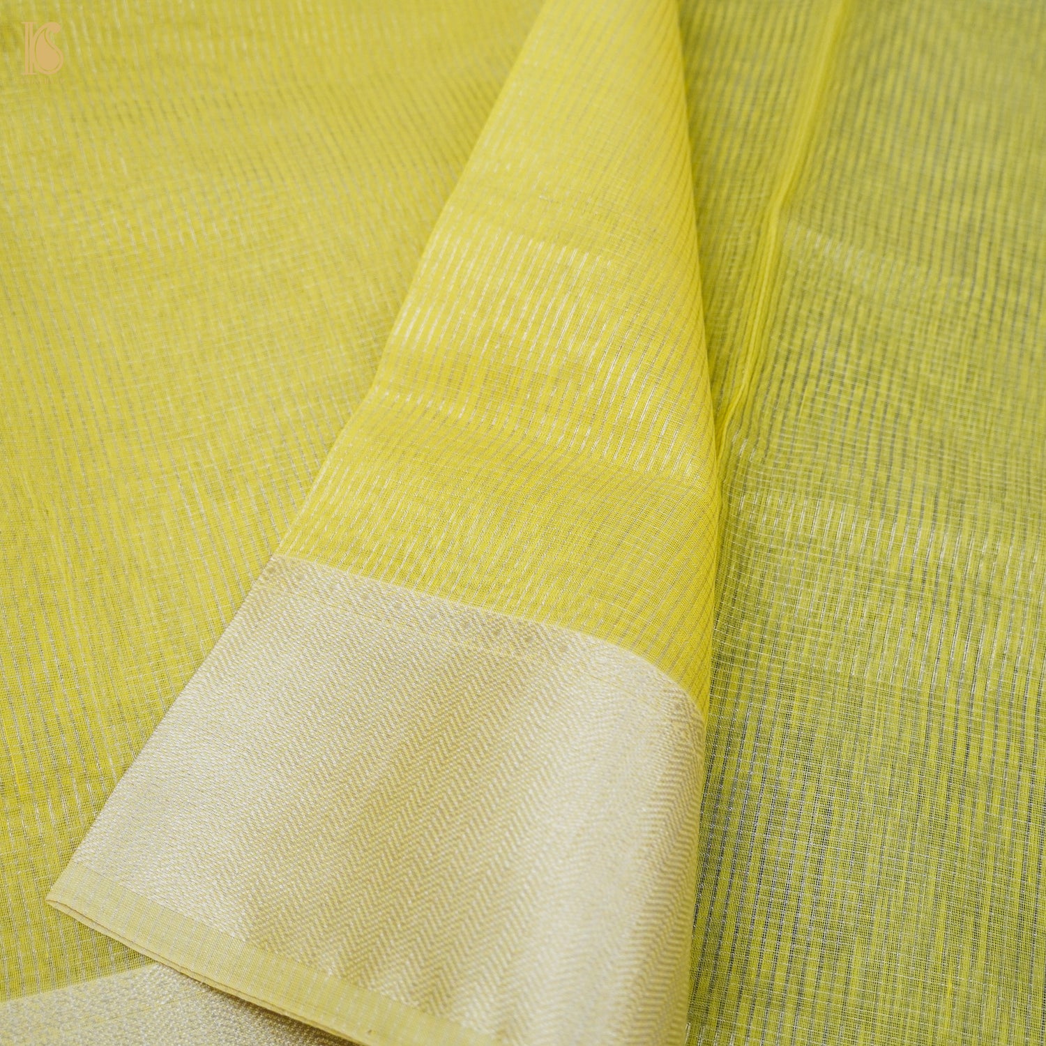 Chenin Yellow Handwoven Pure Cotton Silk Maheshwari Saree - Khinkhwab