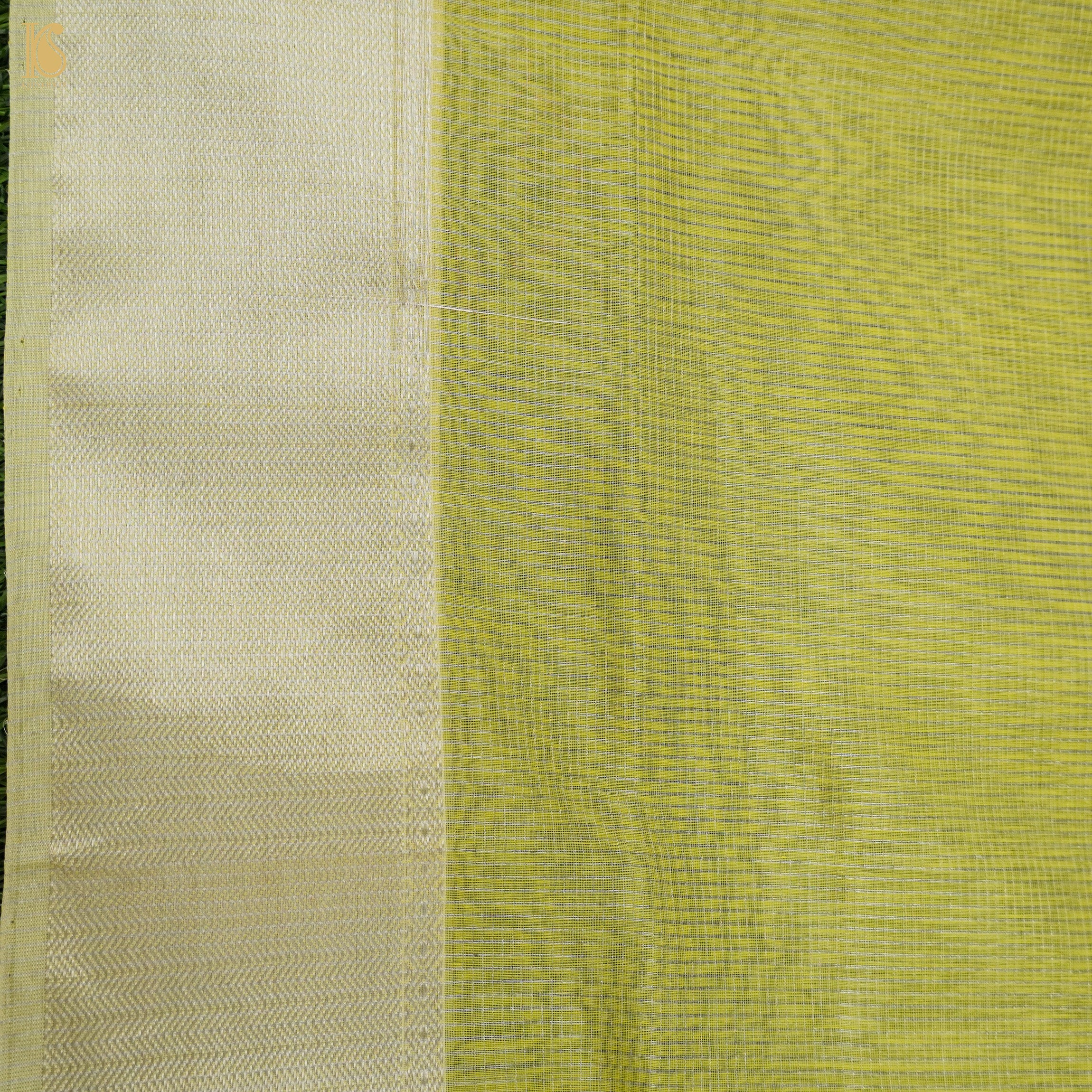 Chenin Yellow Handwoven Pure Cotton Silk Maheshwari Saree - Khinkhwab