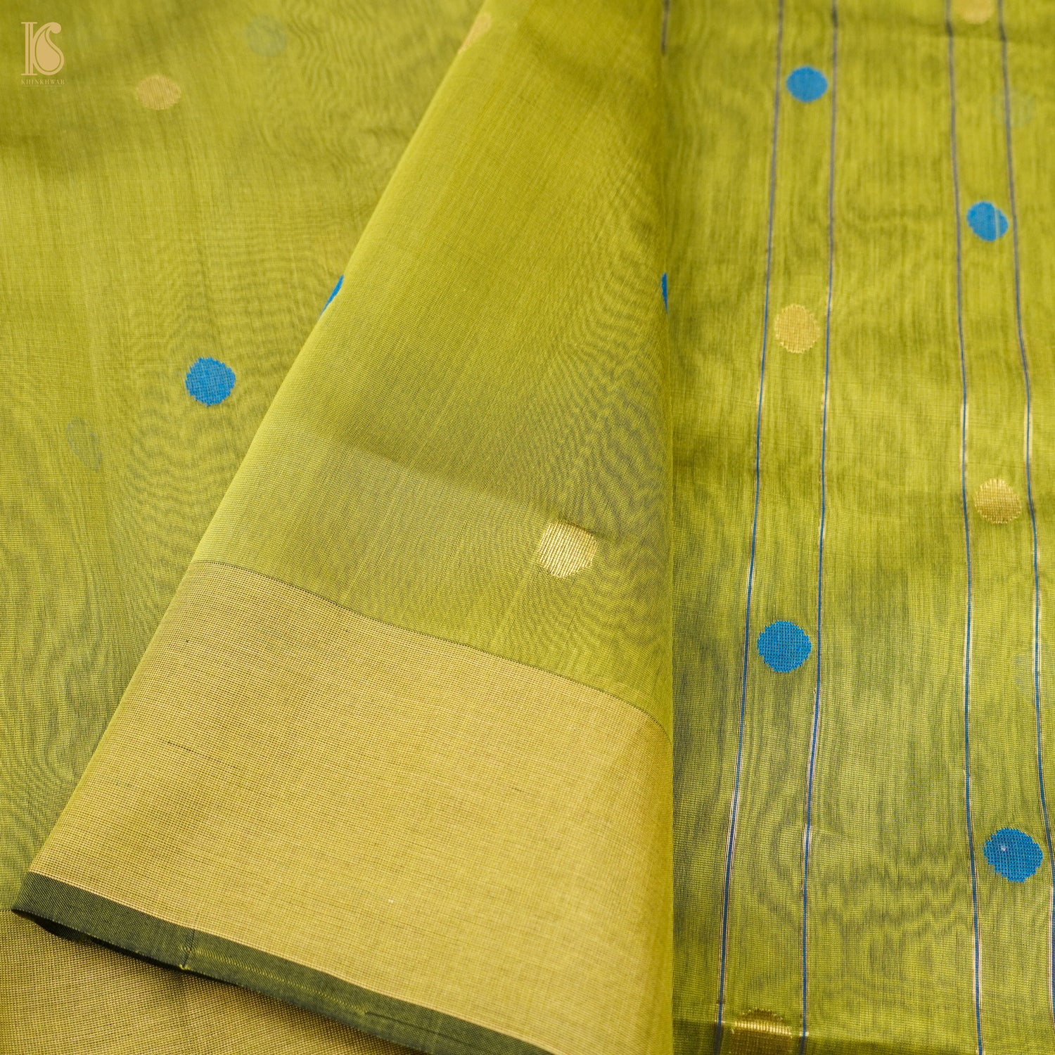 Green Handwoven Pure Cotton Silk Maheshwari Saree - Khinkhwab