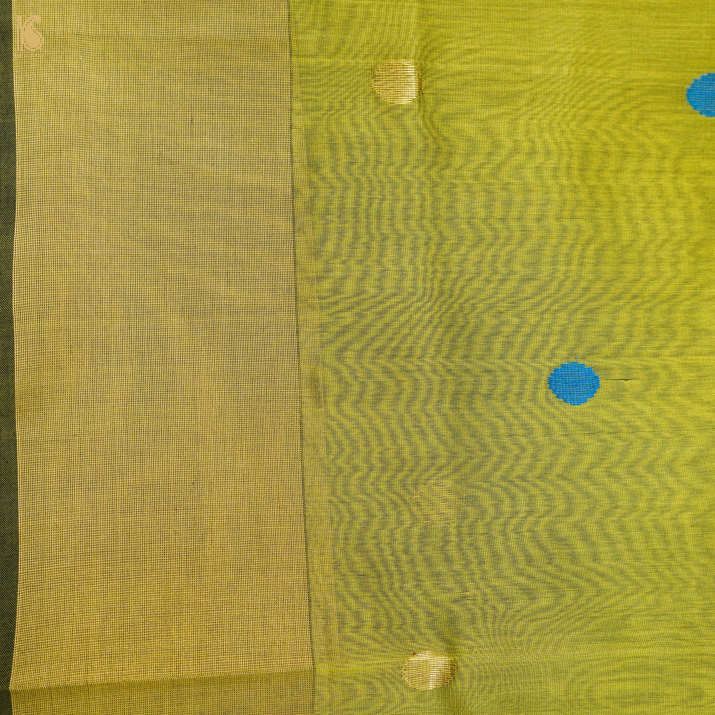 Green Handwoven Pure Cotton Silk Maheshwari Saree - Khinkhwab