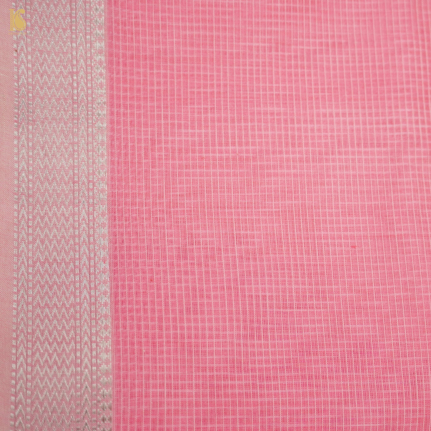 Blossom Pink Handwoven Pure Cotton Silk Maheshwari Saree - Khinkhwab