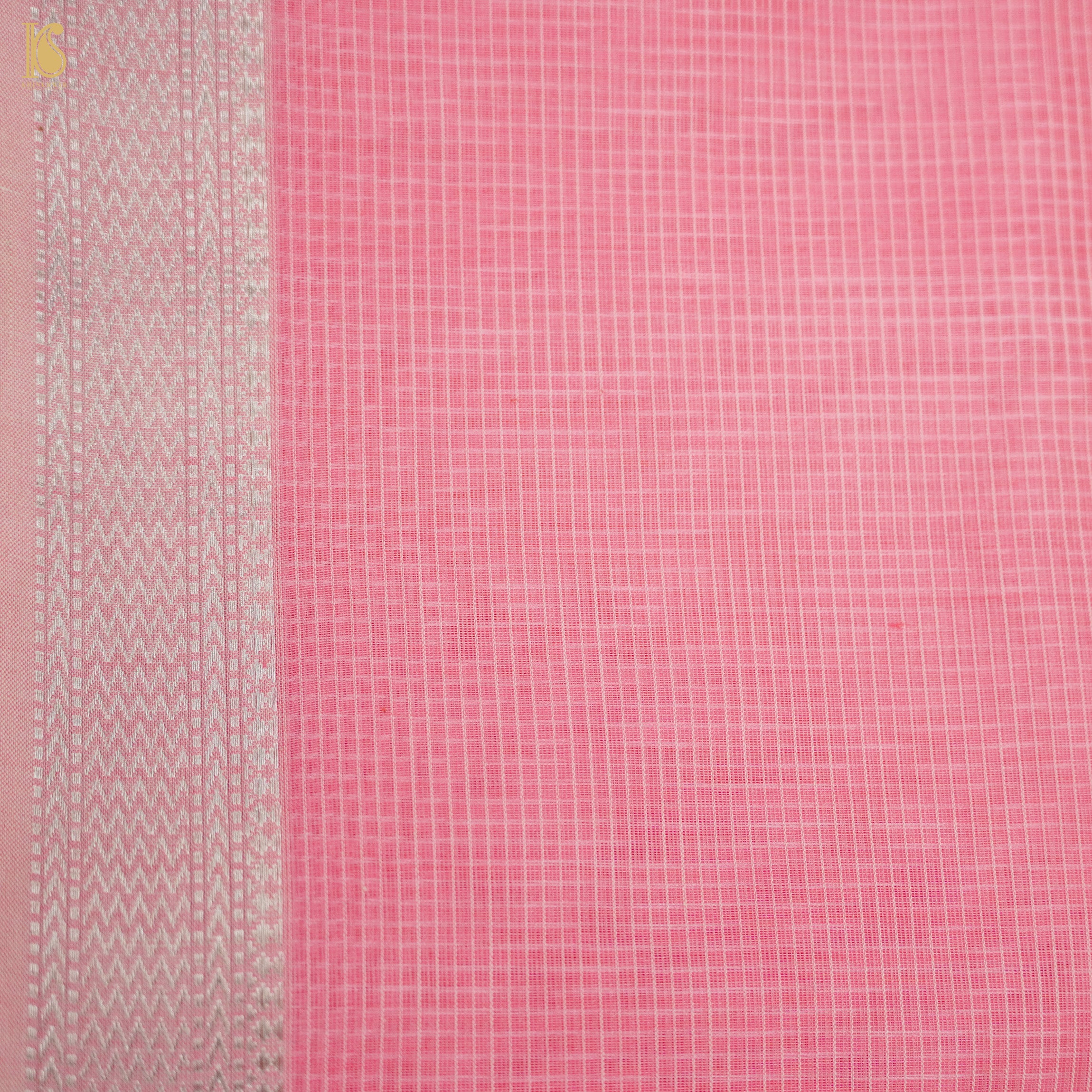 Blossom Pink Handwoven Pure Cotton Silk Maheshwari Saree - Khinkhwab