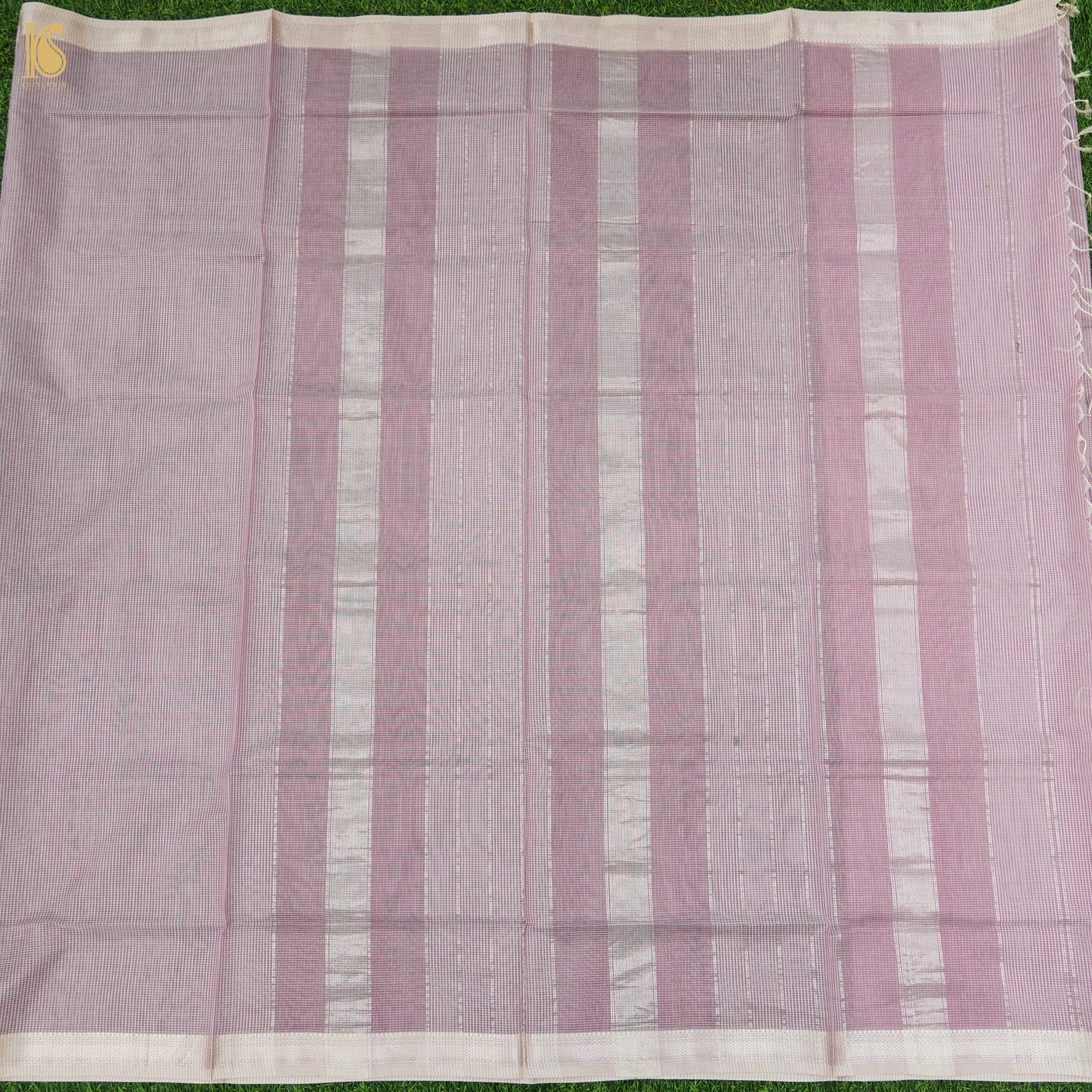 Viola Pink Handwoven Pure Cotton Silk Maheshwari Saree - Khinkhwab