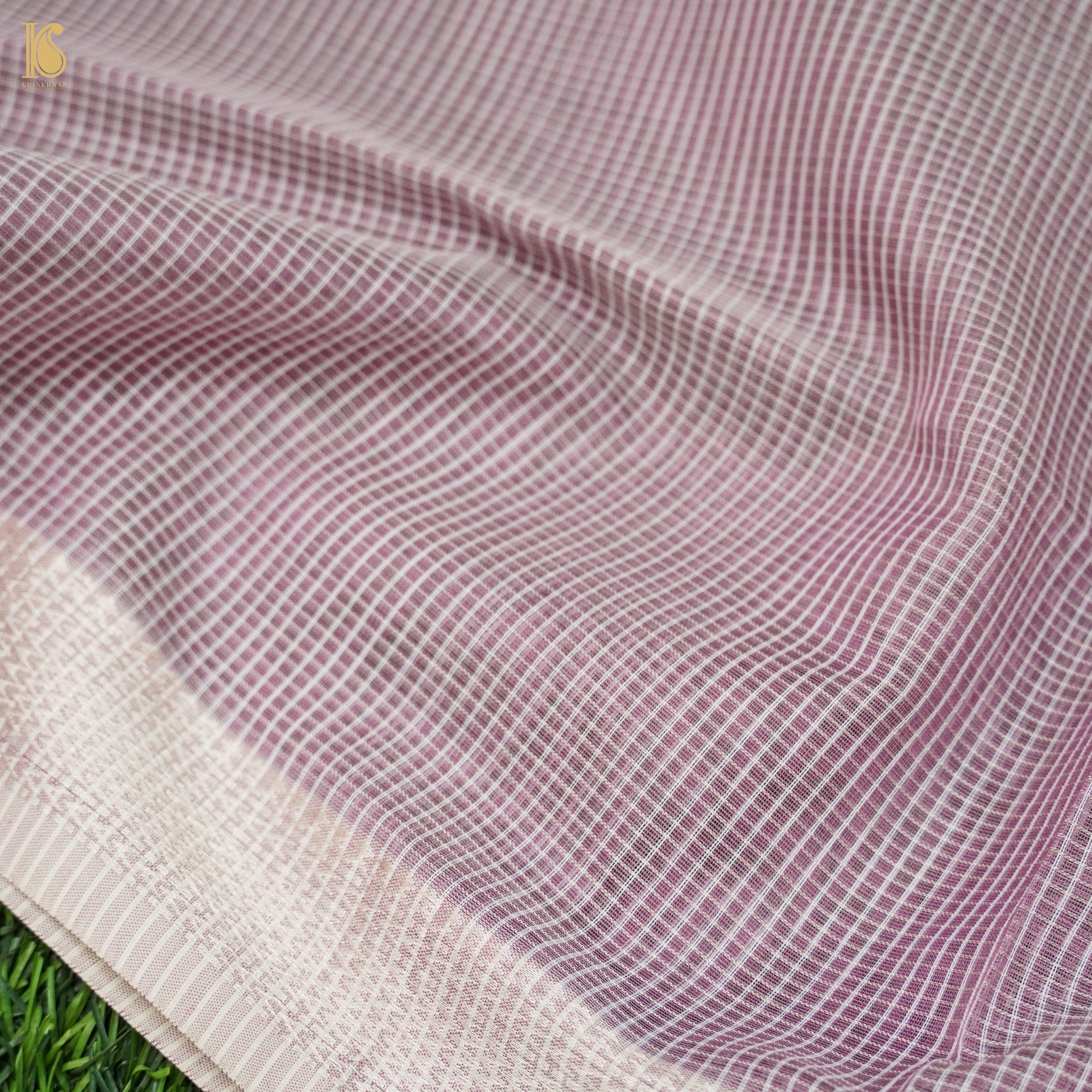 Viola Pink Handwoven Pure Cotton Silk Maheshwari Saree - Khinkhwab