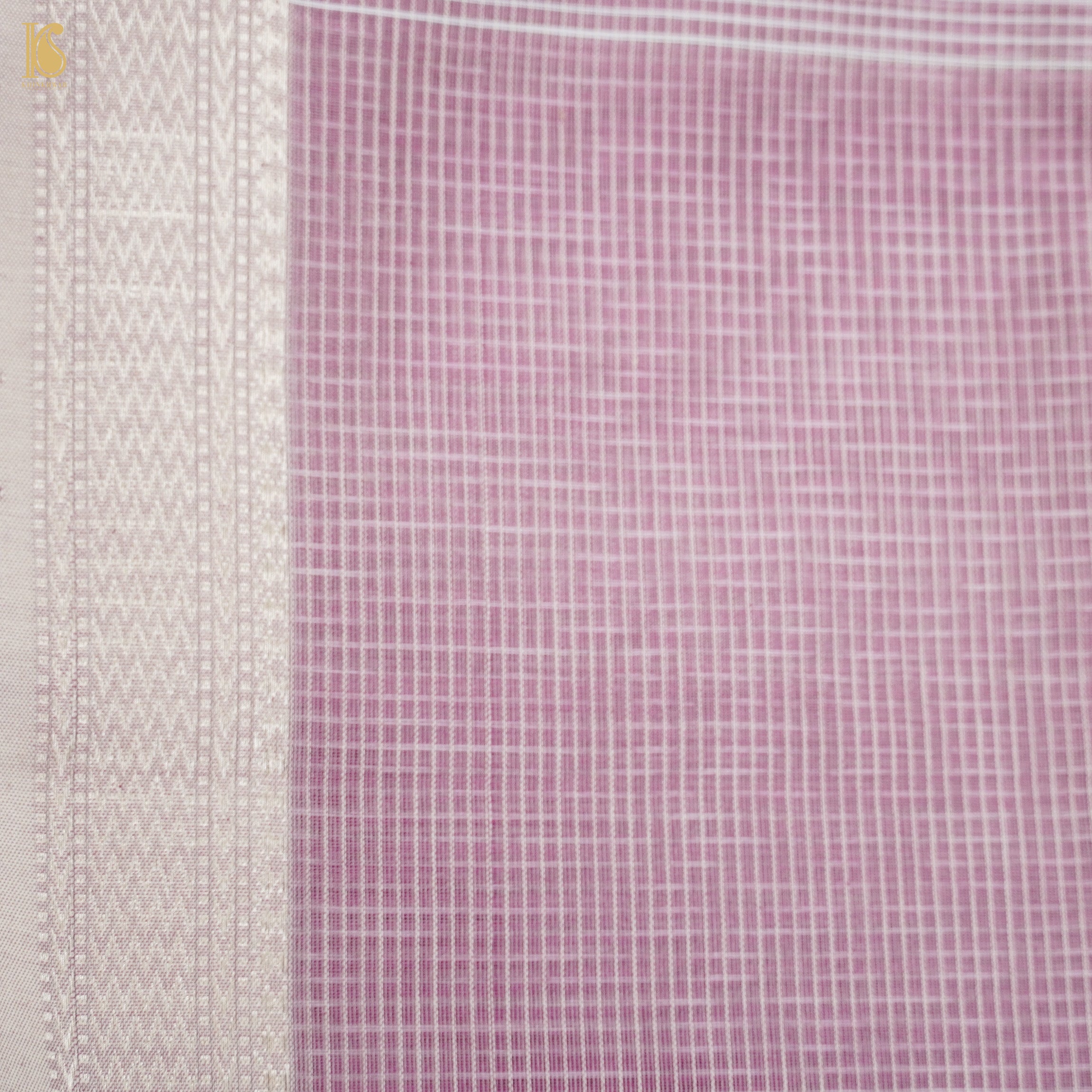 Viola Pink Handwoven Pure Cotton Silk Maheshwari Saree - Khinkhwab