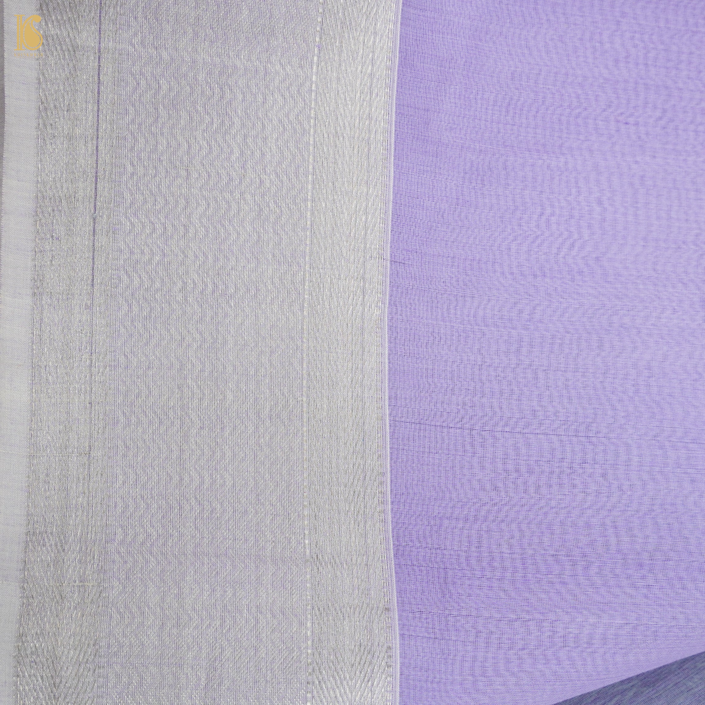 Lavendar Handwoven Pure Cotton Silk Maheshwari Saree - Khinkhwab
