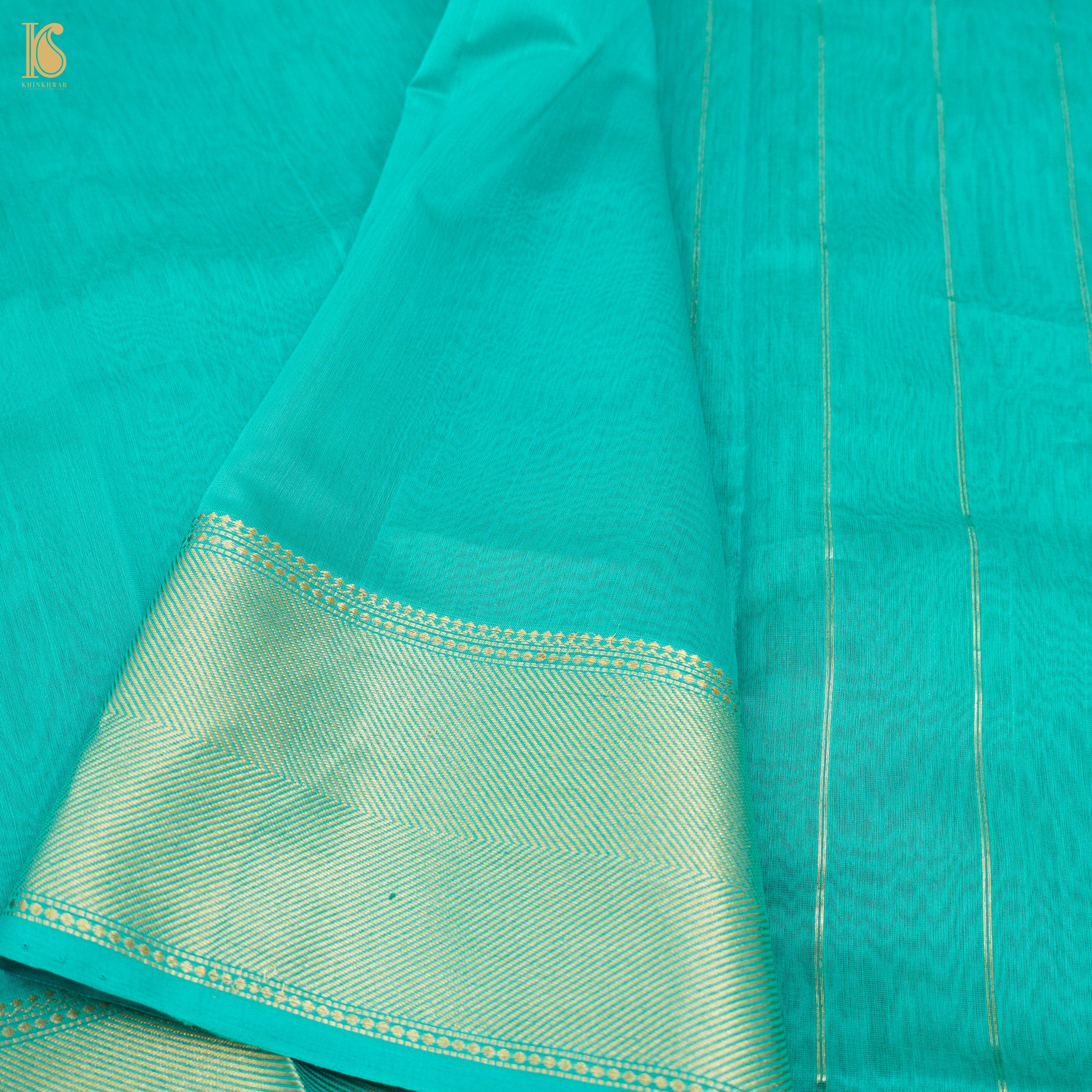 Persian Green Handwoven Pure Cotton Silk Maheshwari Saree - Khinkhwab