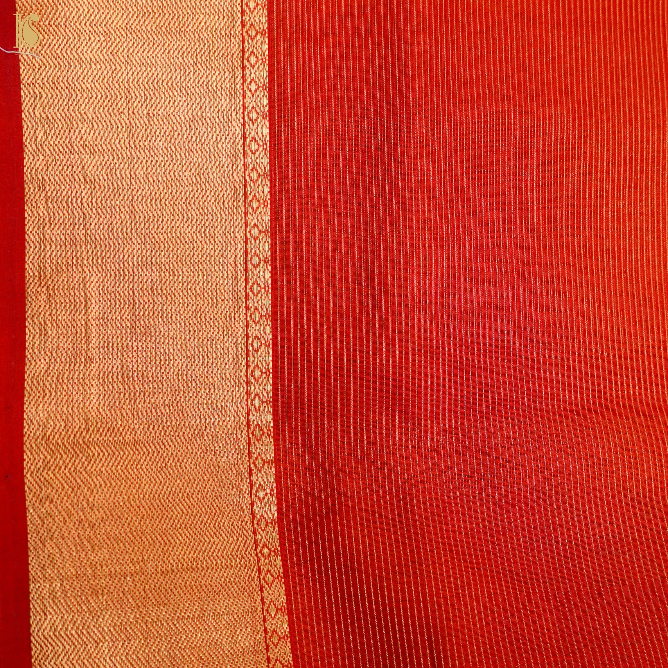 Orange Handwoven Pure Cotton Silk Maheshwari Saree - Khinkhwab