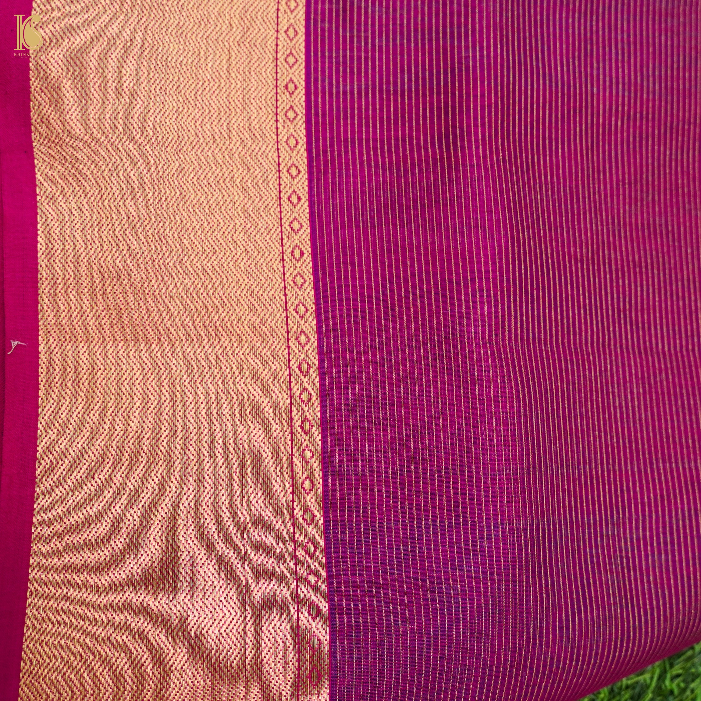 Blue Handwoven Pure Cotton Silk Maheshwari Saree - Khinkhwab