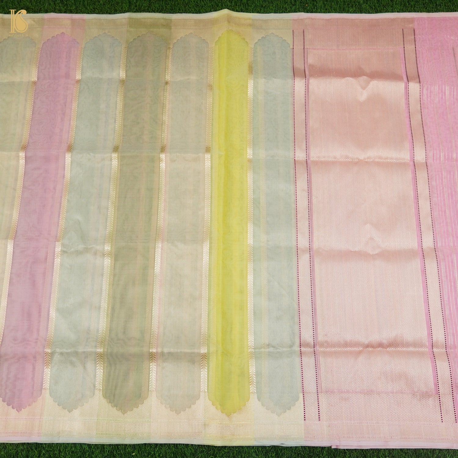 Kobi Pink Handloom Pure Kora Organza Banarasi Saree - Khinkhwab