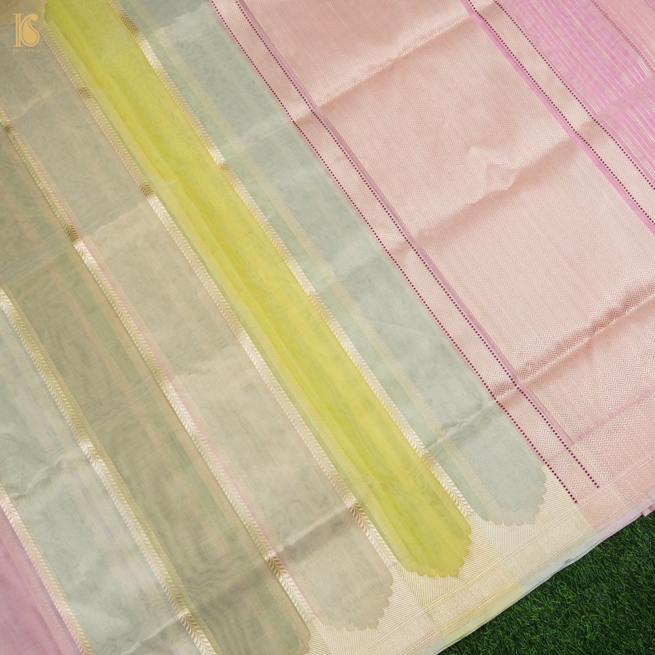 Kobi Pink Handloom Pure Kora Organza Banarasi Saree - Khinkhwab