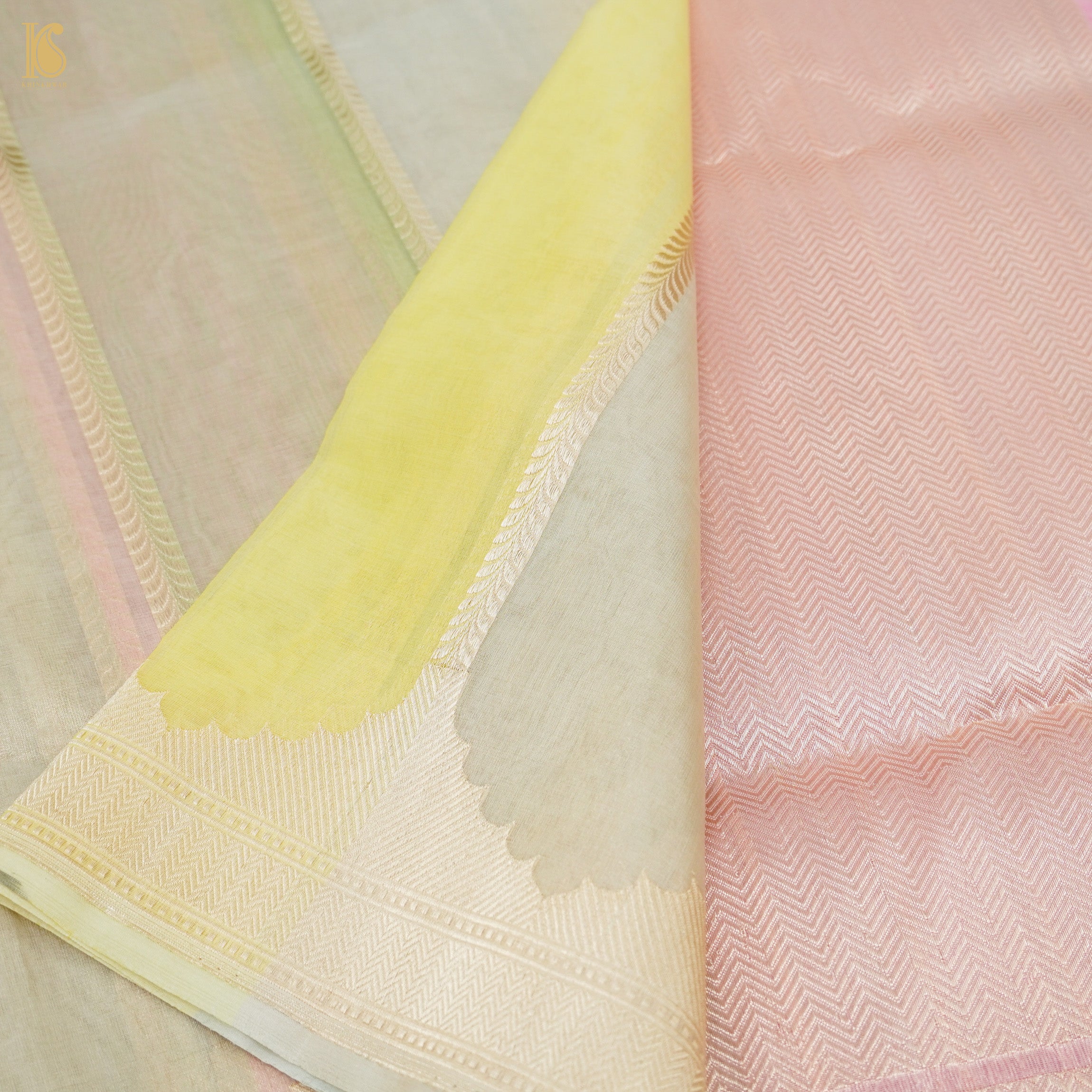 Kobi Pink Handloom Pure Kora Organza Banarasi Saree - Khinkhwab