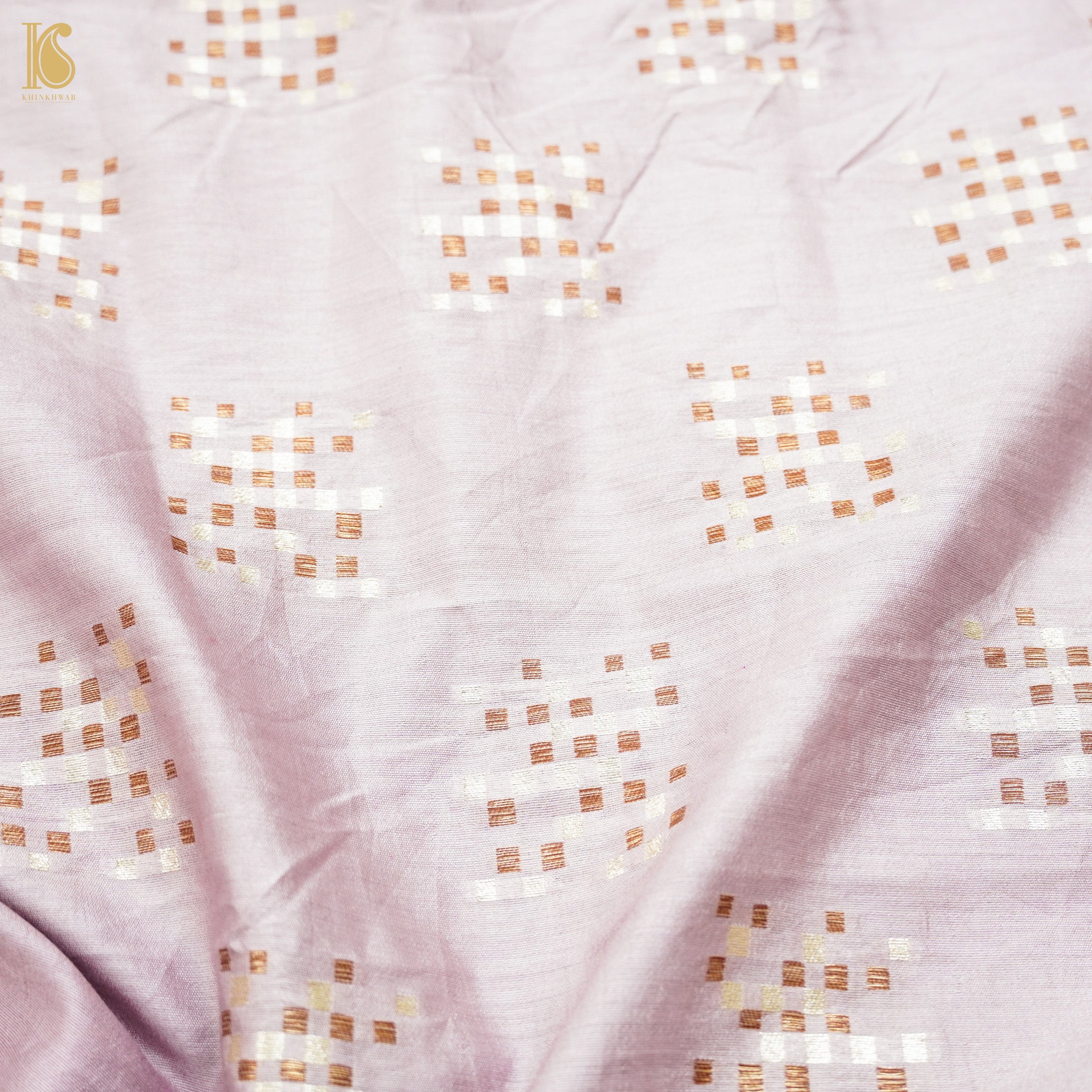 Melanie Pink Pure Cotton Silk Banarasi Fabric - Khinkhwab