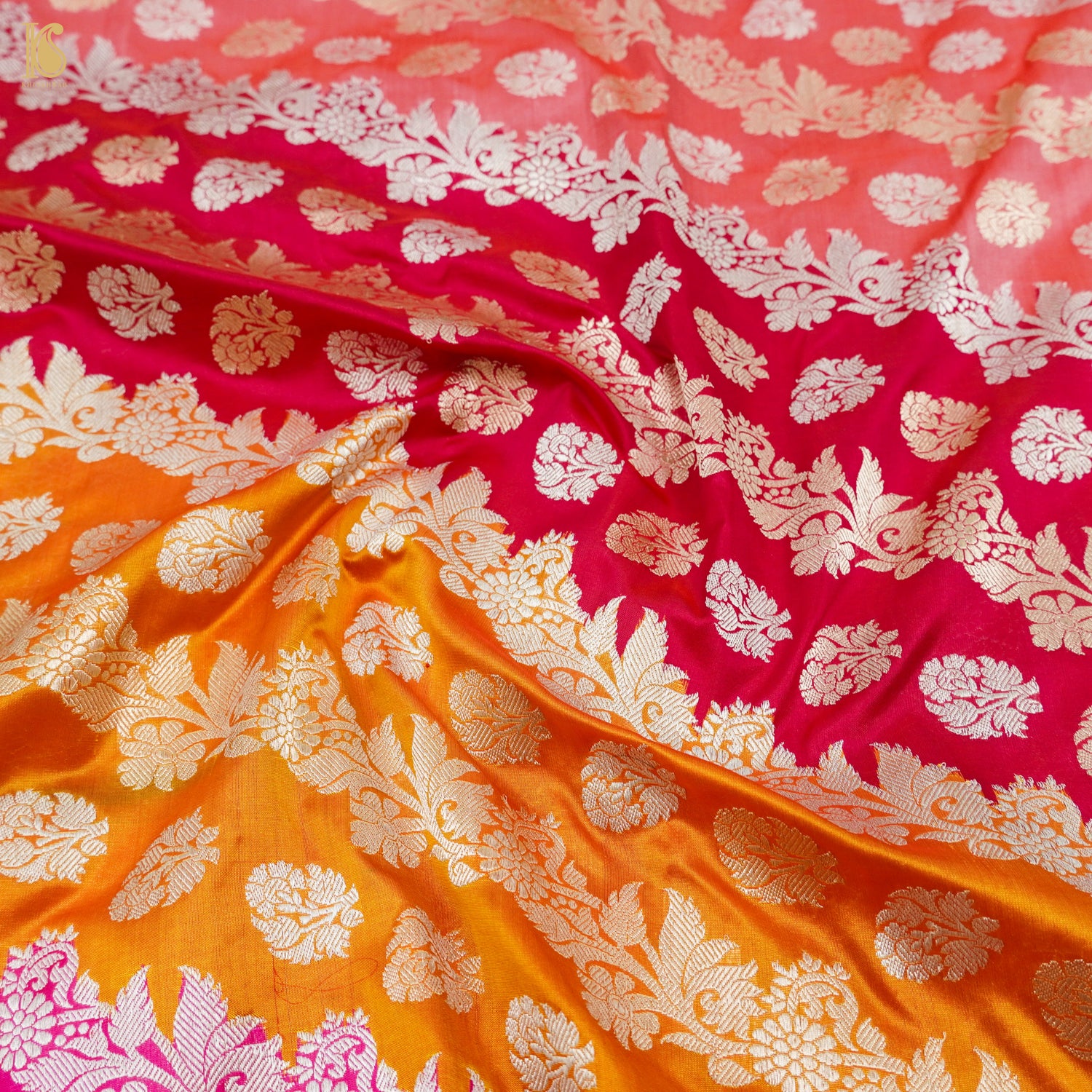 Ruby Pink Handwoven Pure Katan Silk Kadwa Banarasi Rangkat Saree - Khinkhwab