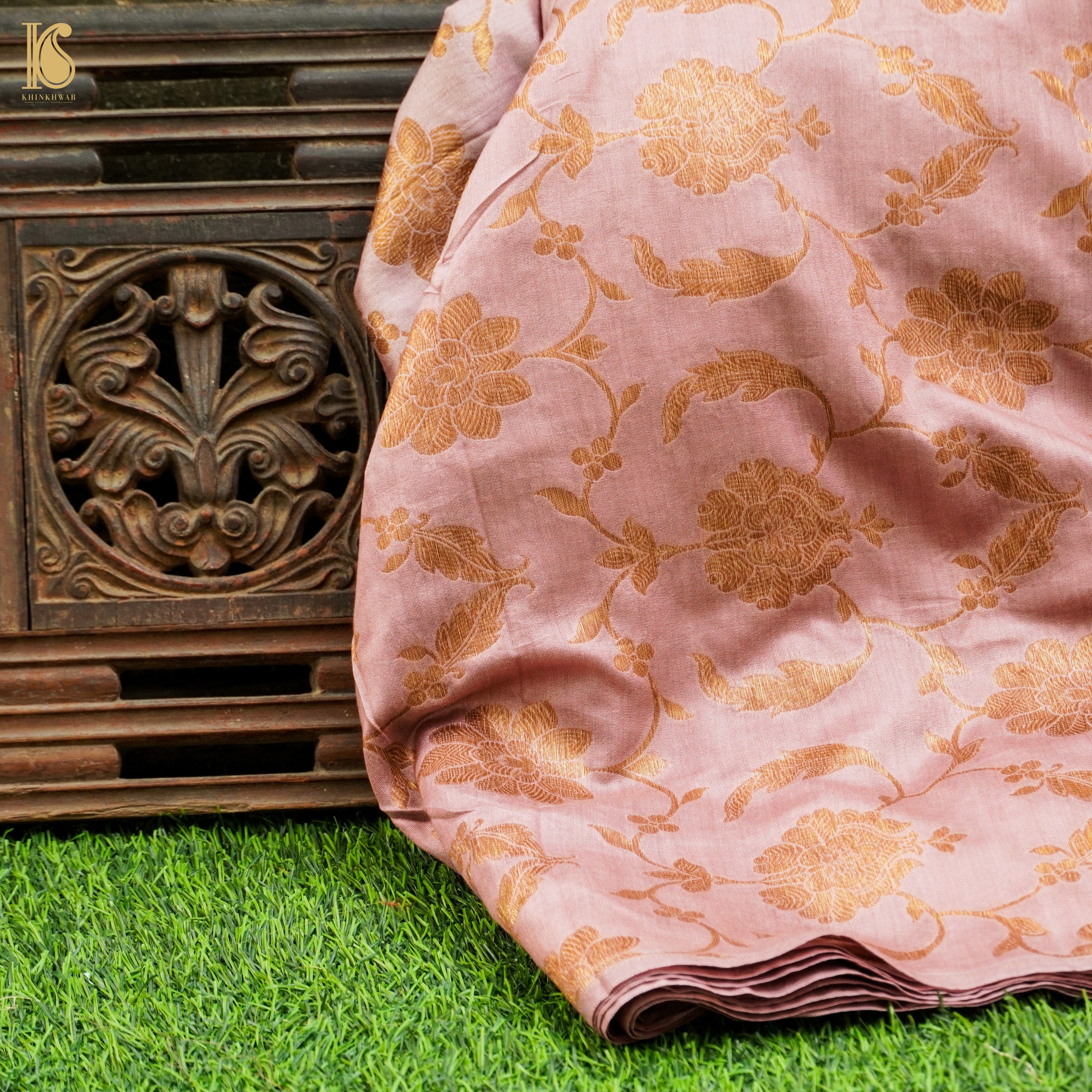 Mauve Pure Cotton Silk Banarasi Fabric - Khinkhwab