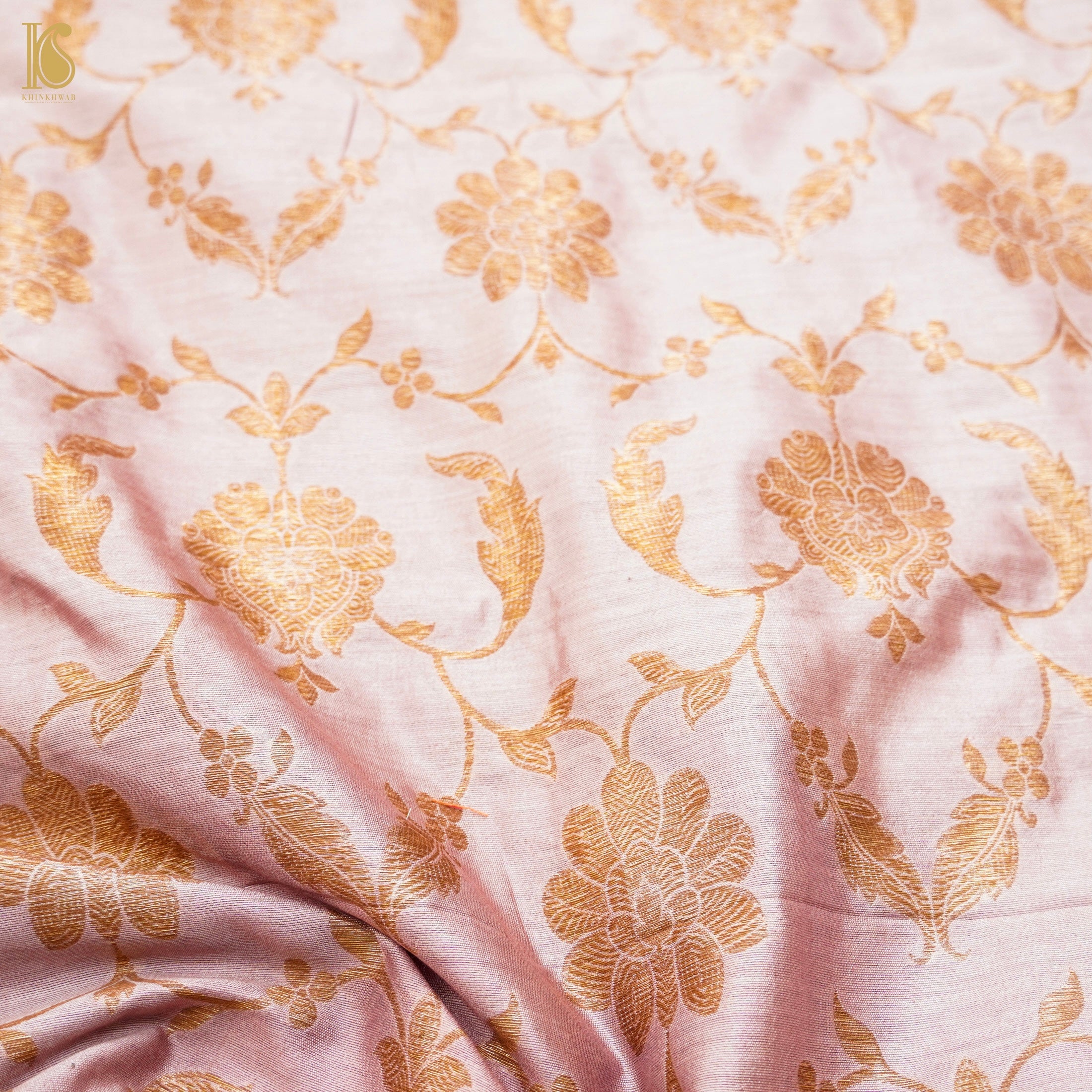 Mauve Pure Cotton Silk Banarasi Fabric - Khinkhwab