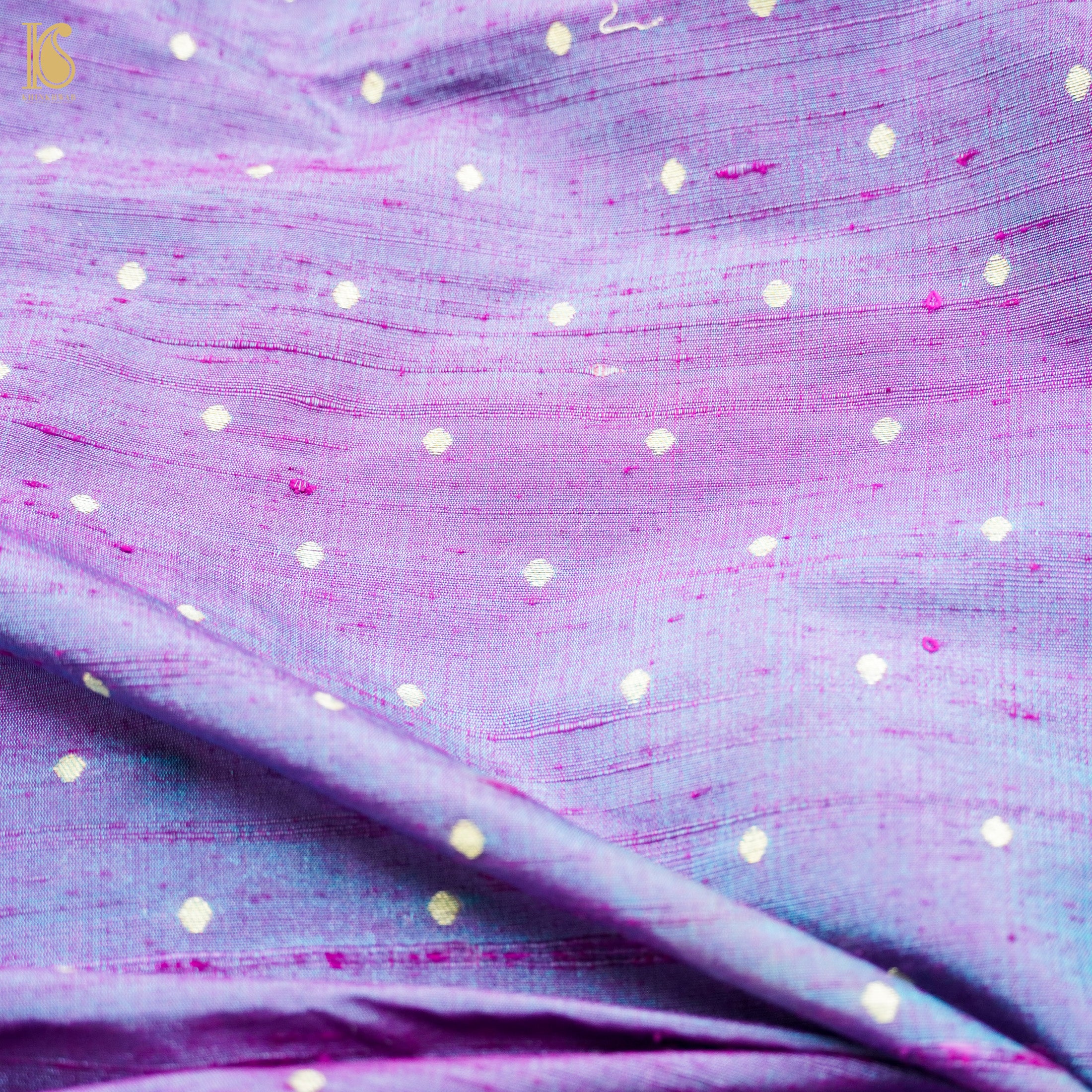 Blue & Purple Pure Raw Silk Banarasi Blouse Fabric - Khinkhwab