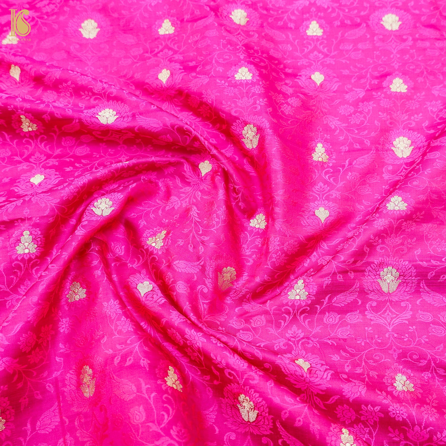 Pink Pure Banarasi Silk Handwoven Tanchui Fabric - Khinkhwab