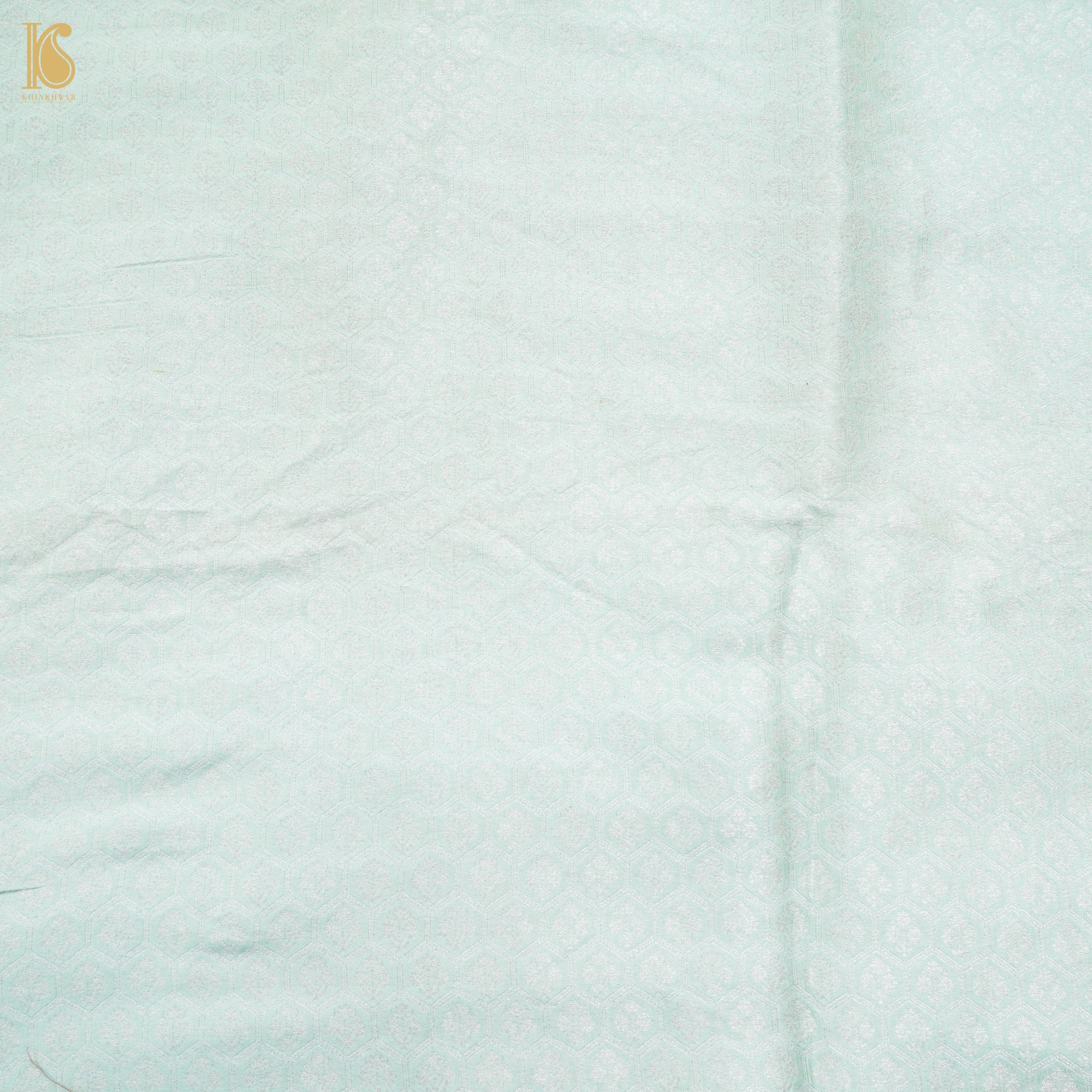 Pastel Green Pure Moonga Silk Handloom Banarasi Fabric - Khinkhwab