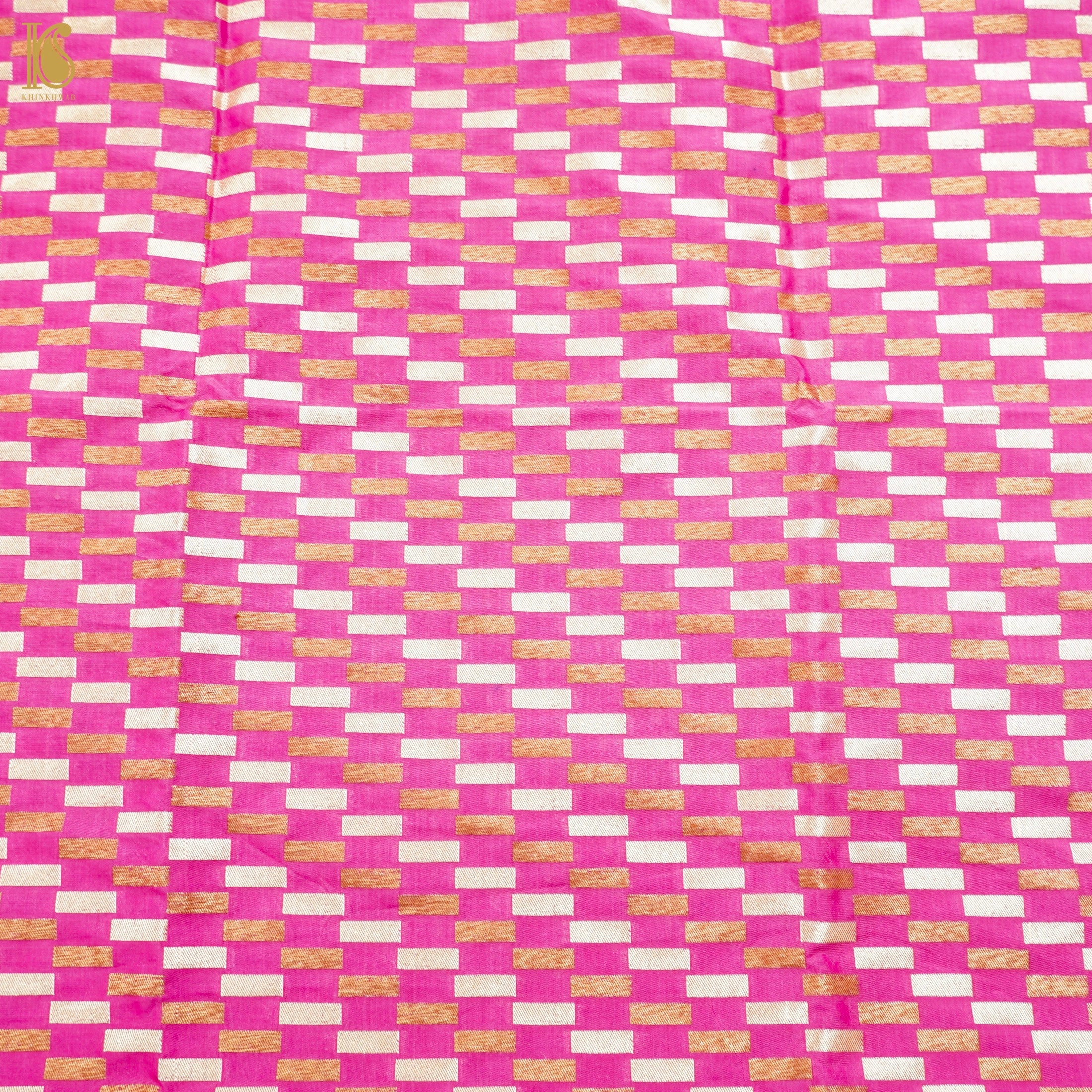 Hot Pink Pure Katan Silk Banarasi Fabric - Khinkhwab