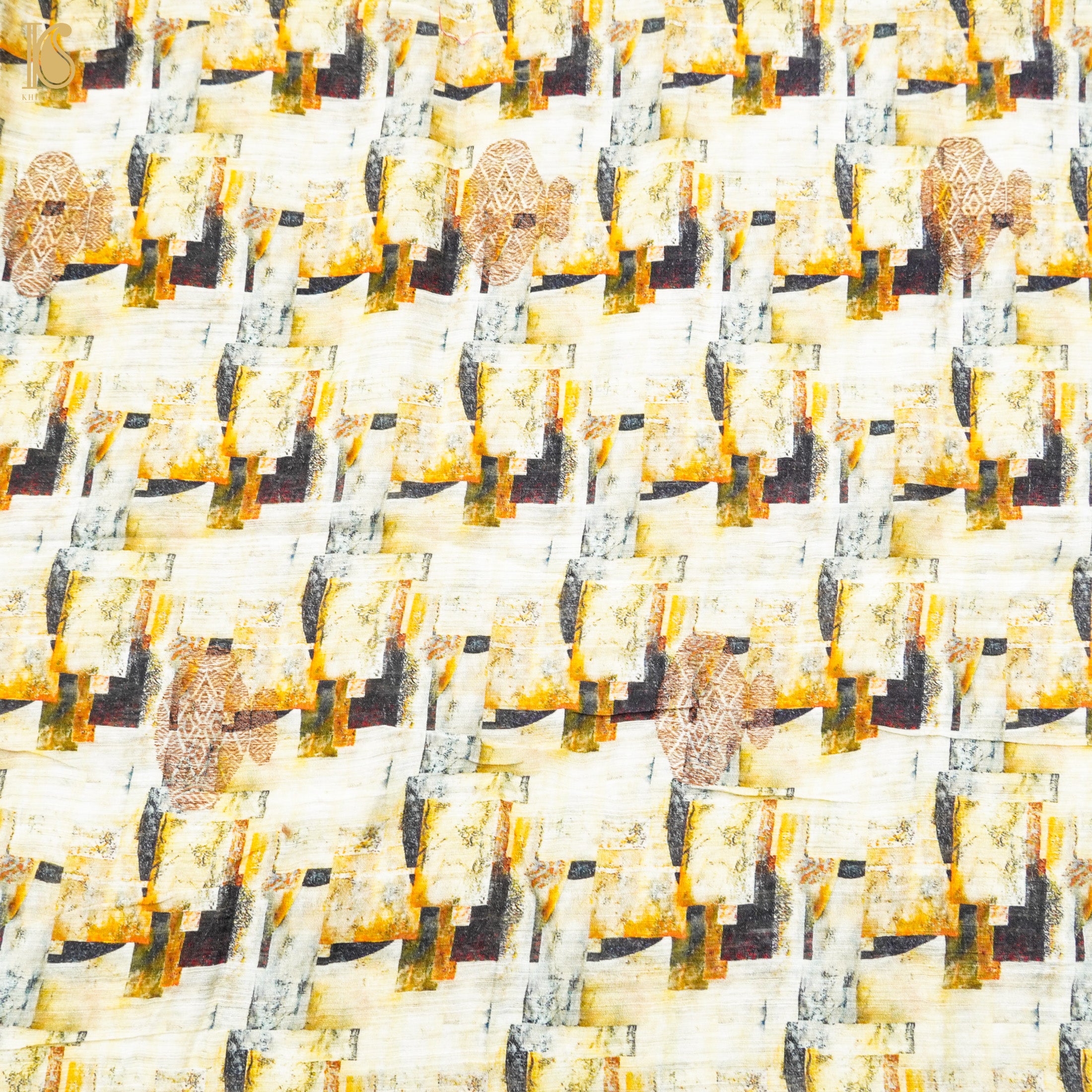 Lemon Yellow Pure Linen Silk Handloom Banarasi Fabric - Khinkhwab