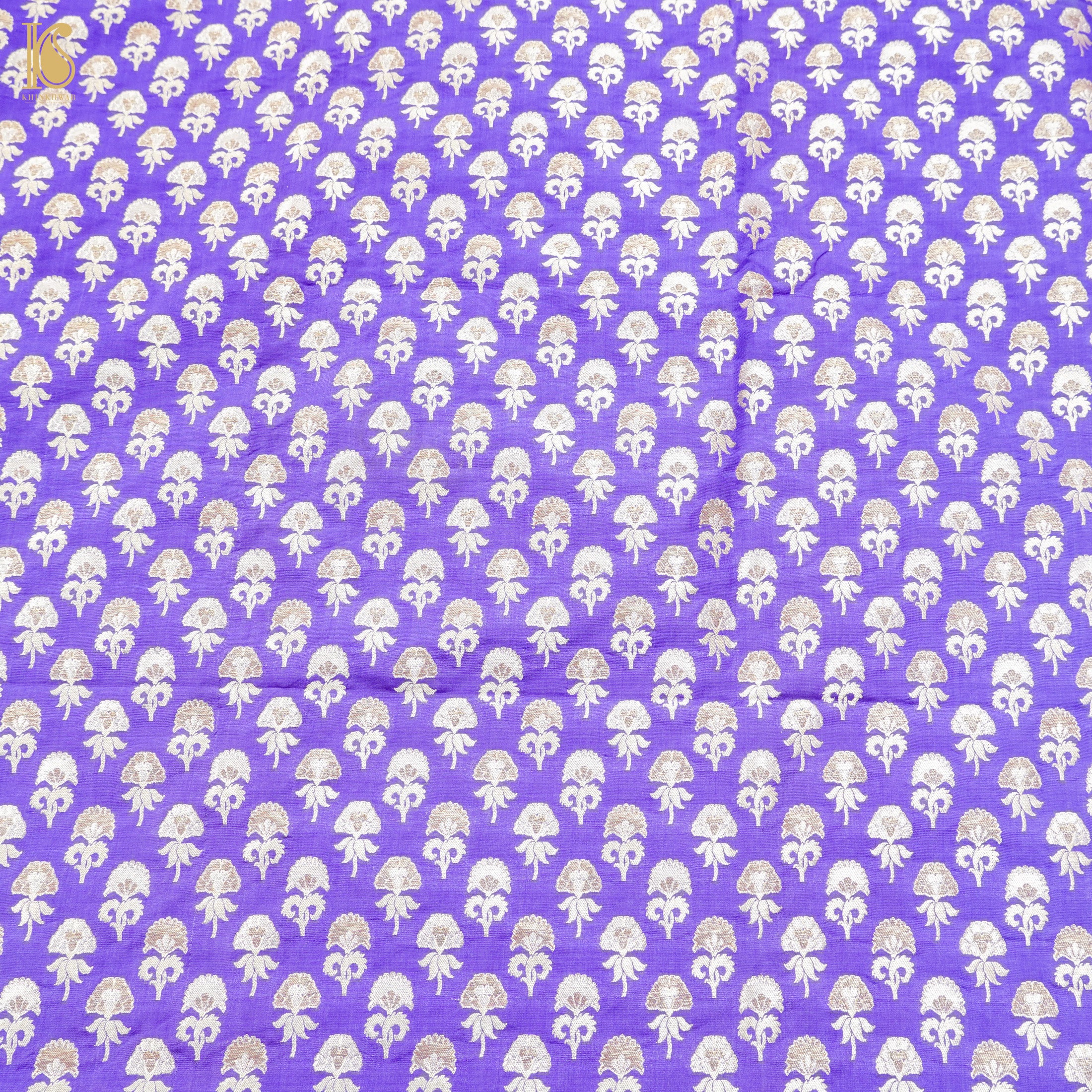 Blue Pure Katan Silk Banarasi Blouse Fabric - Khinkhwab