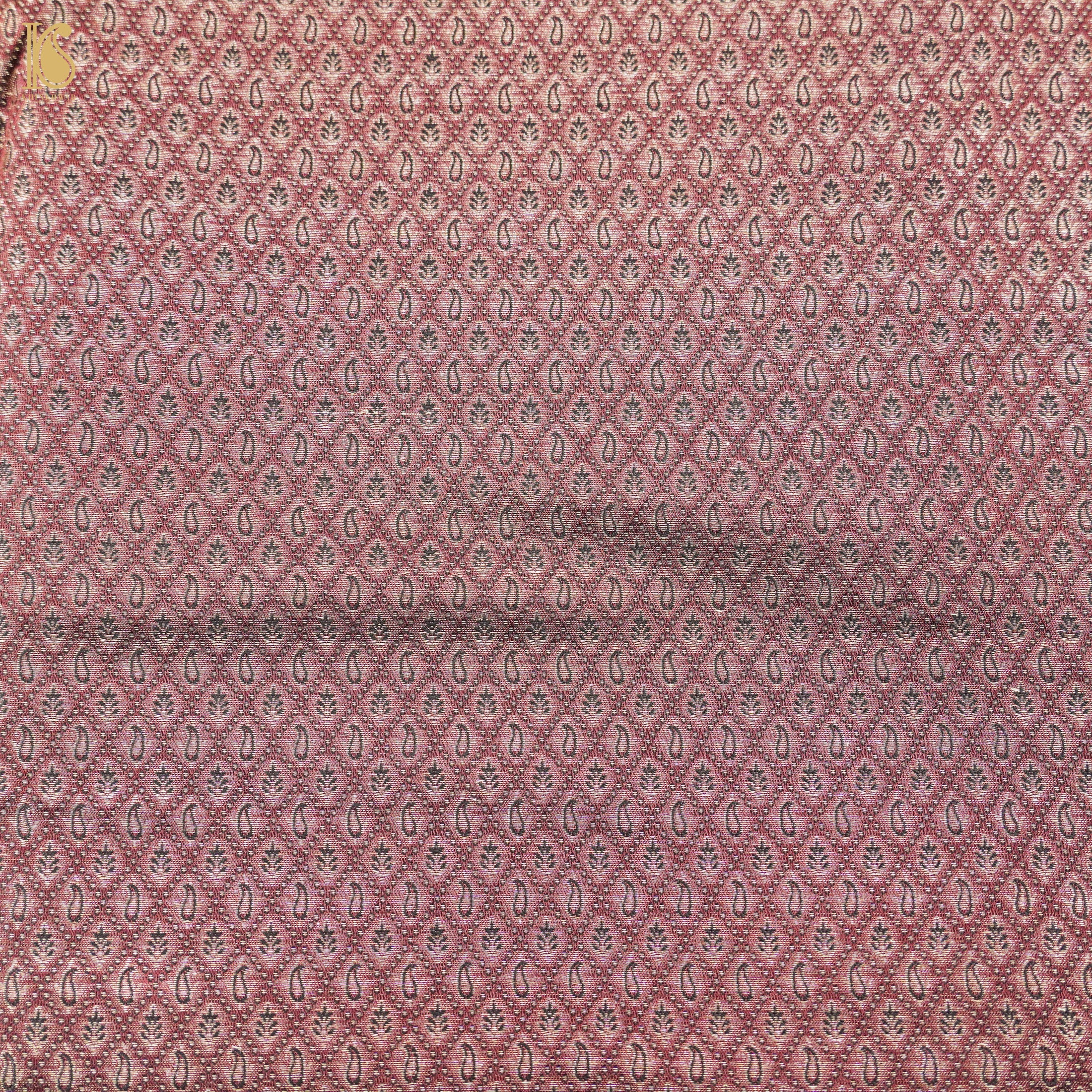 Brown Pure Katan Silk Banarasi Brocade Fabric - Khinkhwab