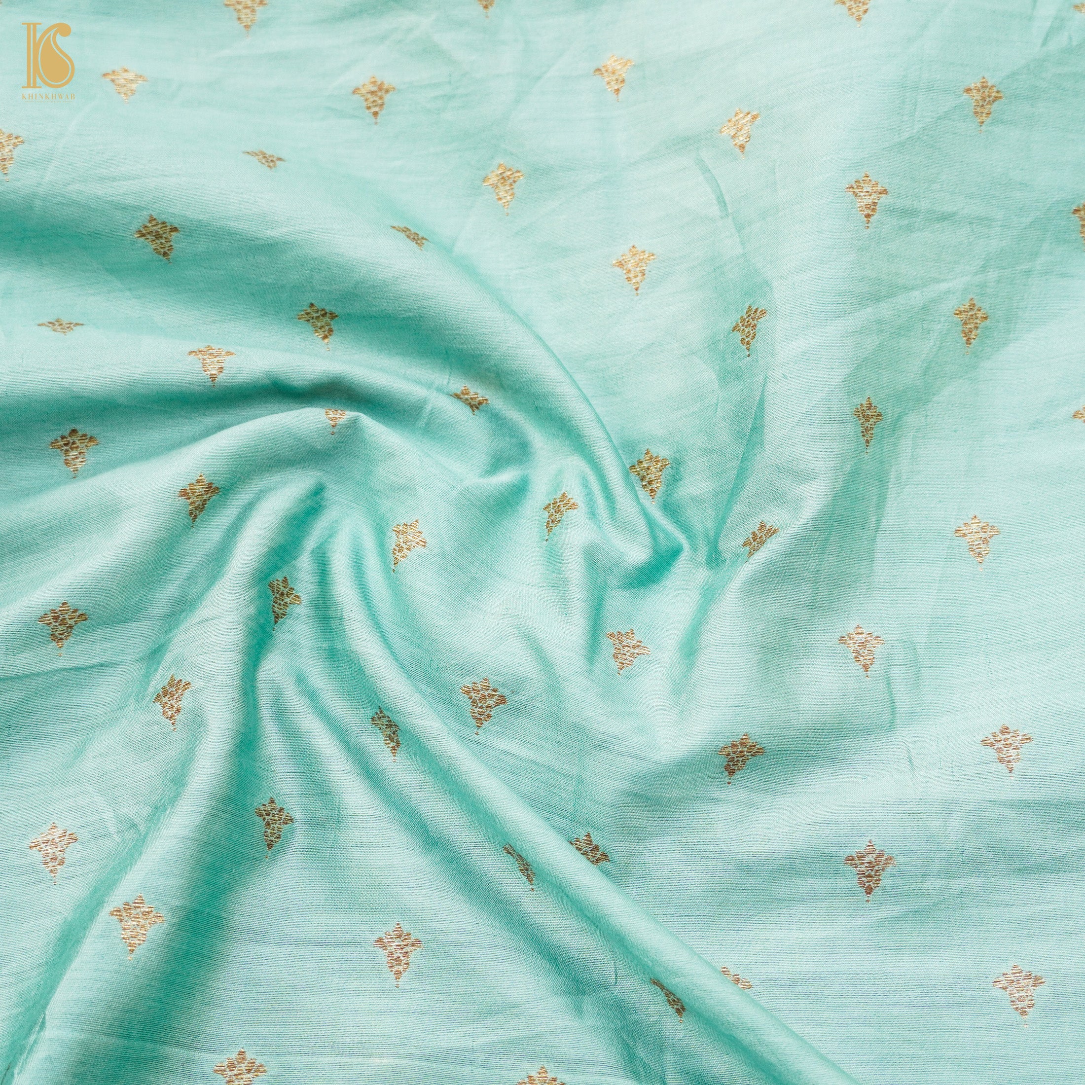 Shadow Green Pure Cotton Silk Banarasi Fabric - Khinkhwab