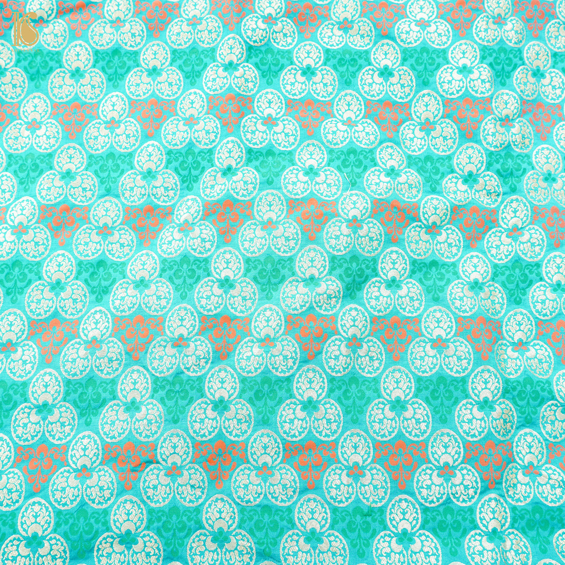 Turquoise Blue Pure Katan Silk Banarasi Blouse Fabric - Khinkhwab