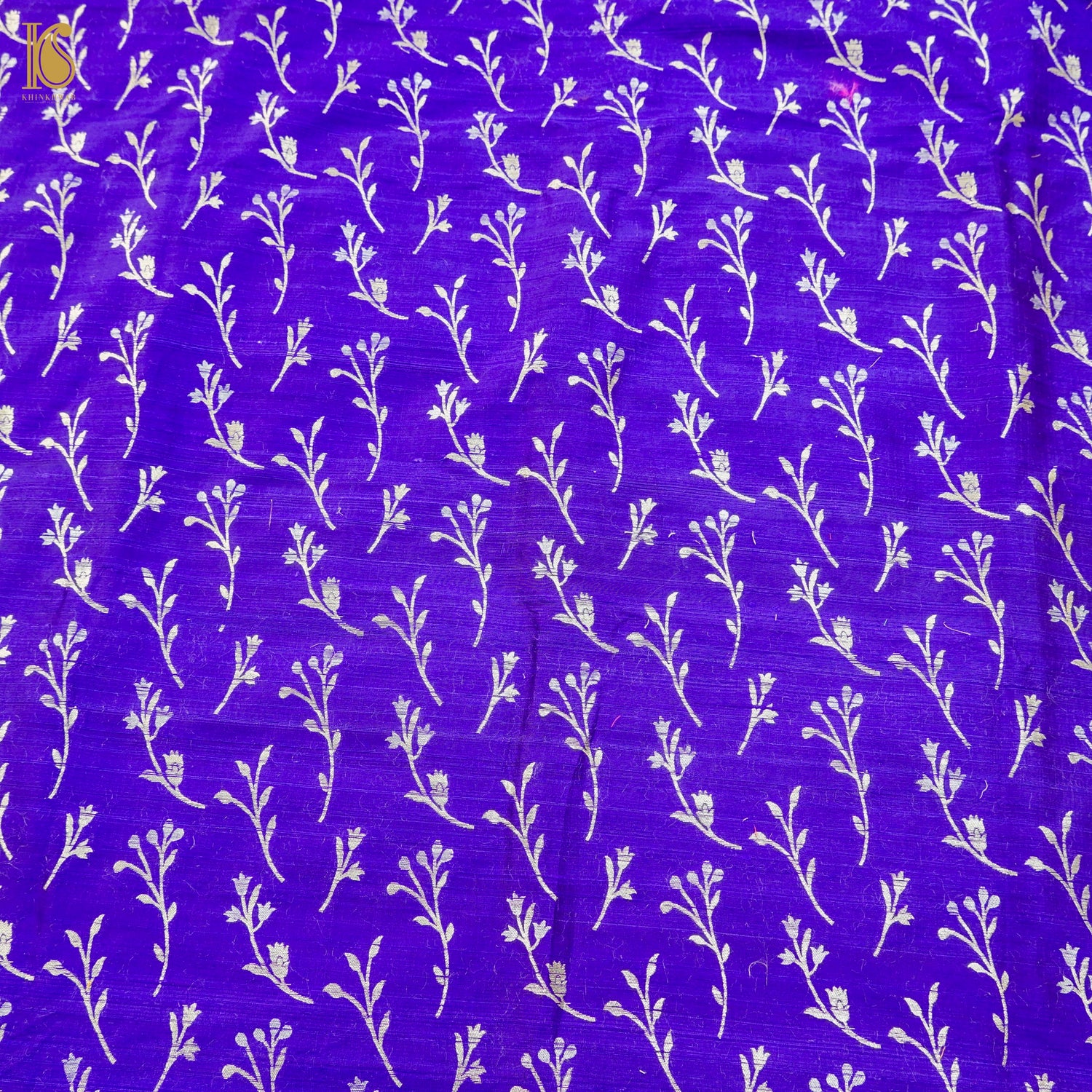 Royal Blue Pure Raw Silk Banarasi Fabric - Khinkhwab