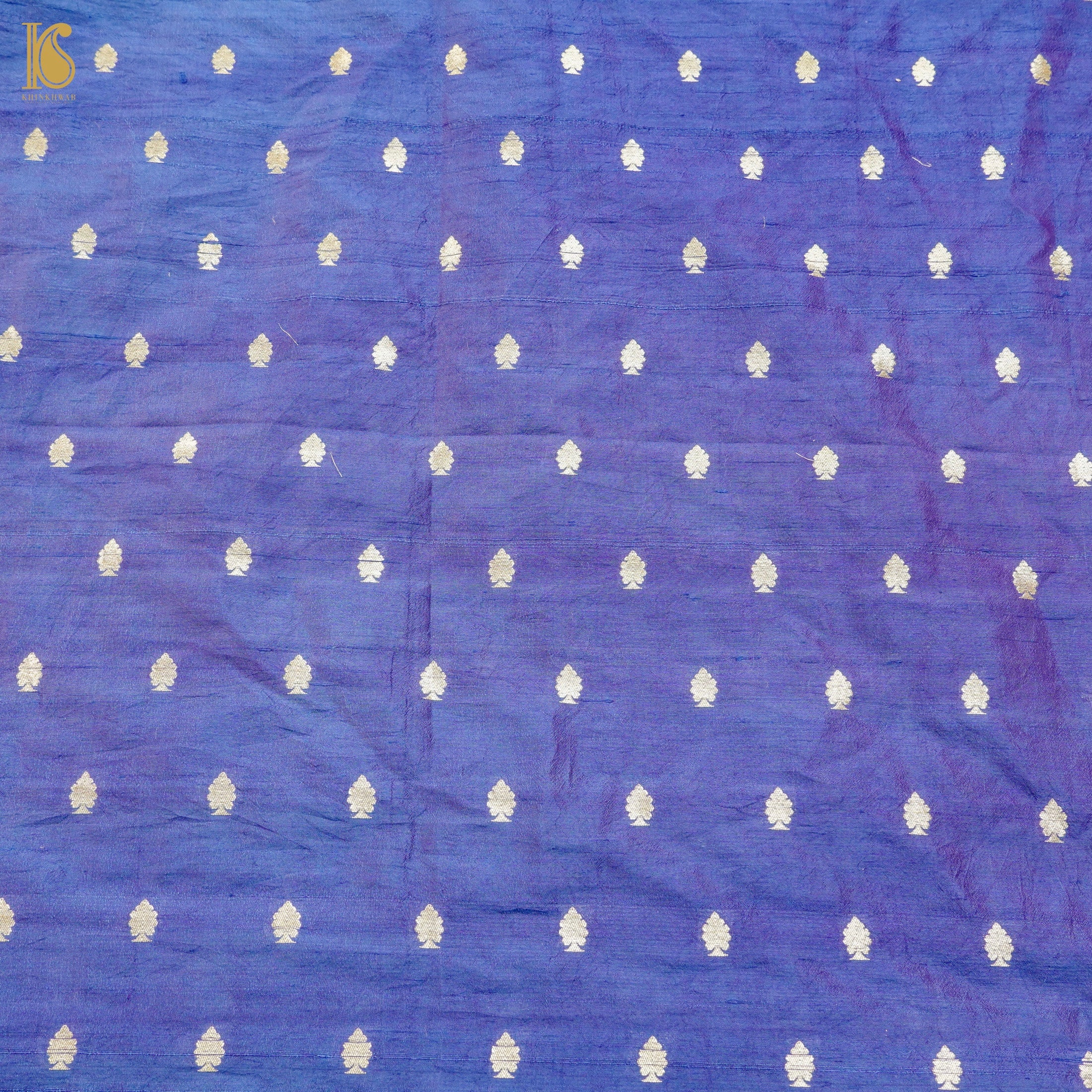 Blue Pure Raw Silk Banarasi Fabric - Khinkhwab