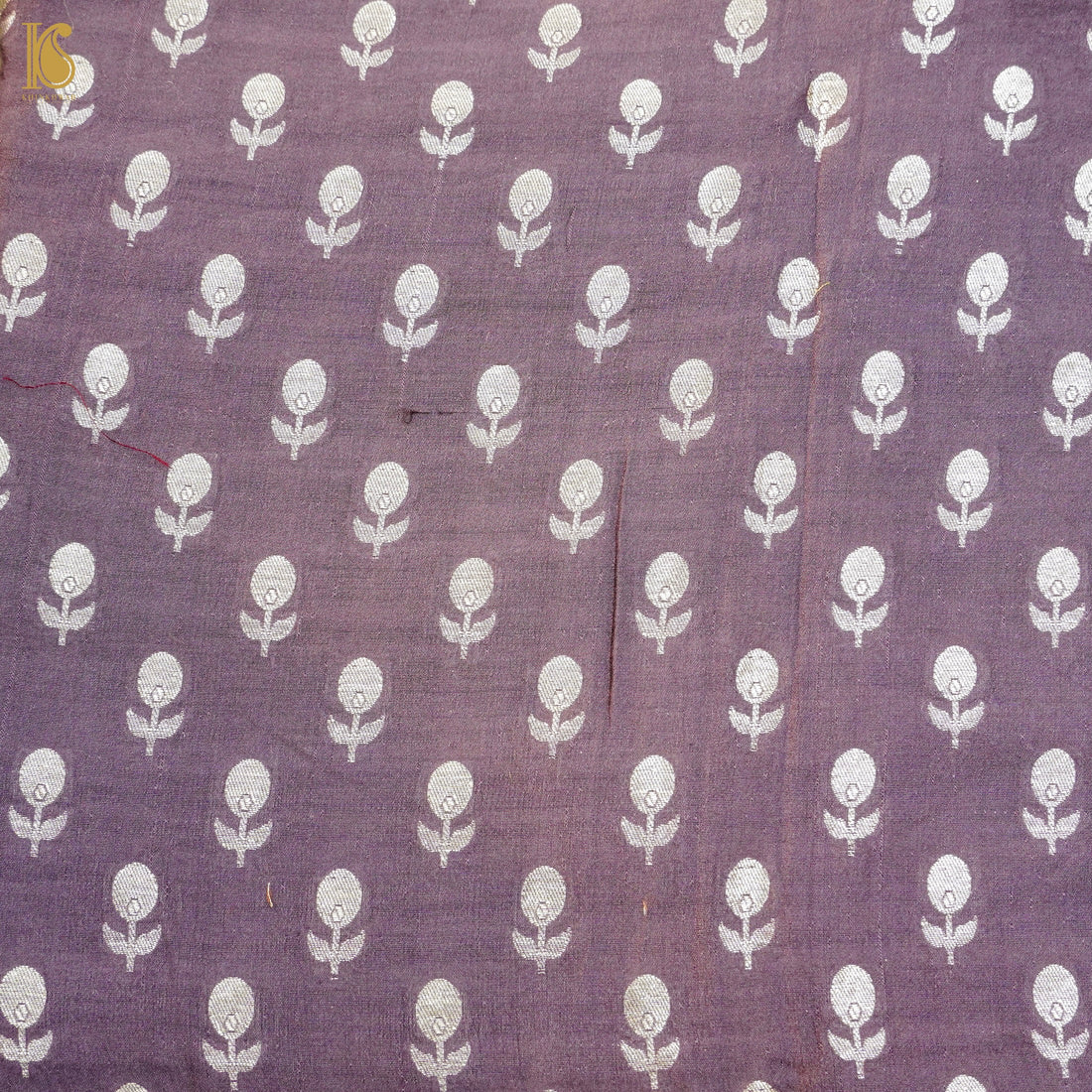 Taupe Grey Pure Cotton Silk Banarasi Fabric - Khinkhwab