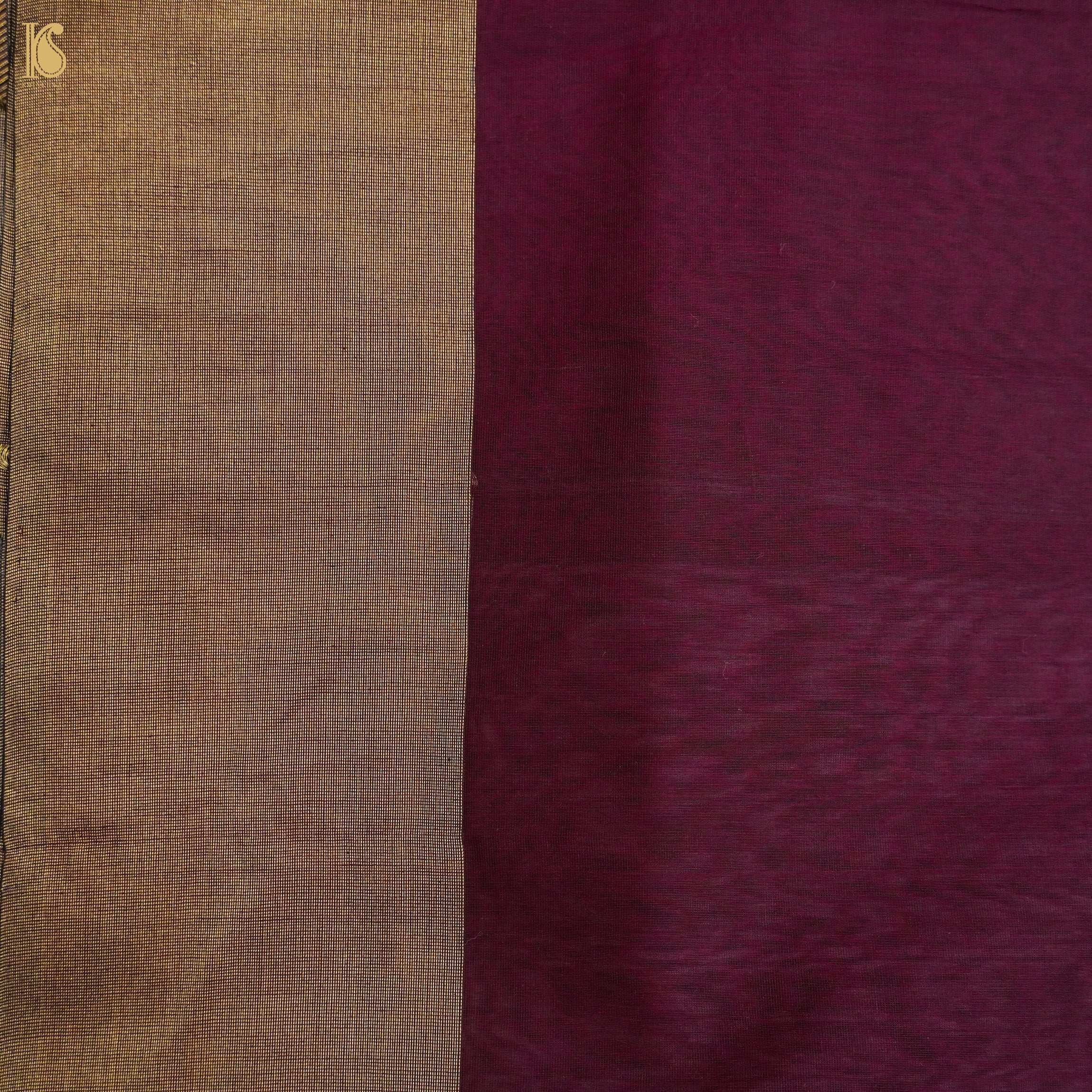 Purplish Pink Handwoven Pure Cotton Silk Maheshwari Saree - Khinkhwab