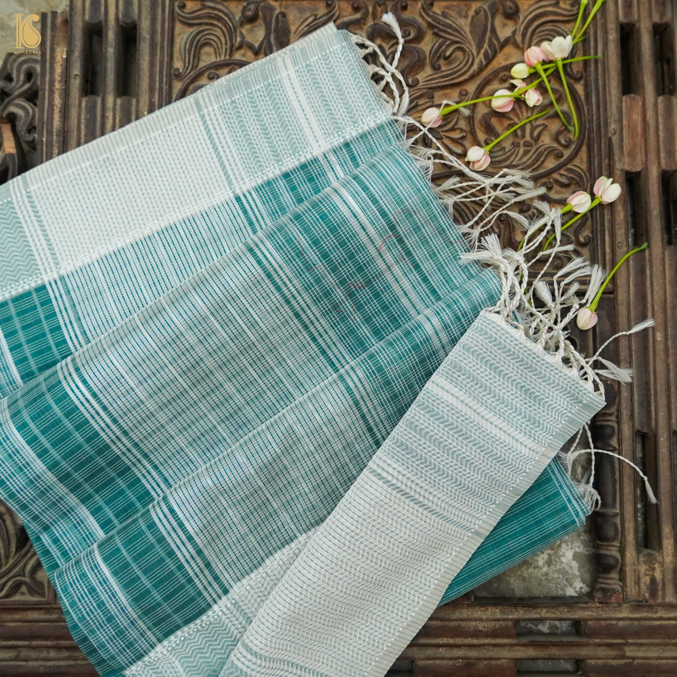 Lochinvar Green Handwoven Pure Cotton Silk Maheshwari Saree - Khinkhwab
