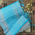 Echo Blue Handwoven Pure Cotton Silk Maheshwari Saree - Khinkhwab