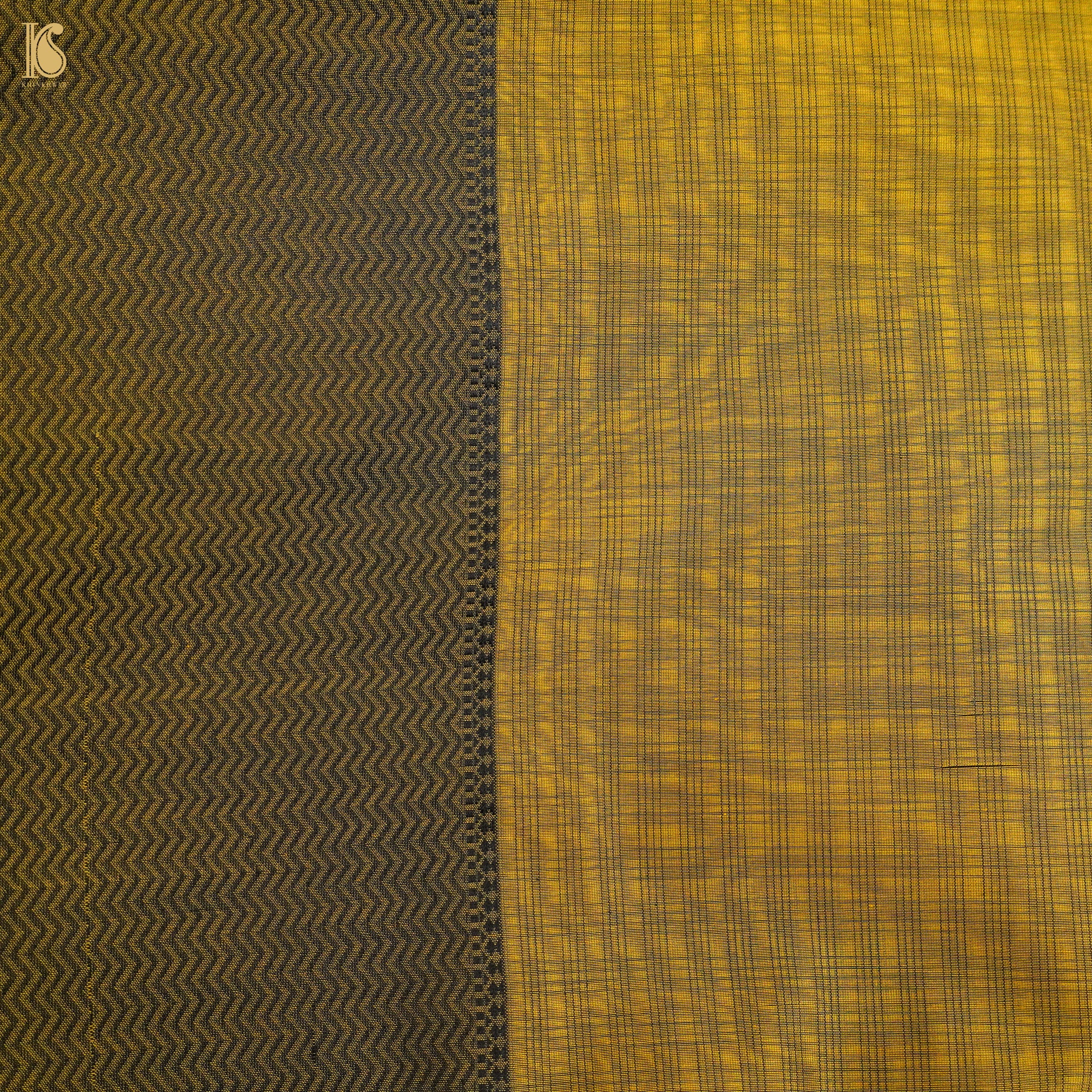 Hacienda Yellow Handwoven Pure Cotton Silk Maheshwari Saree - Khinkhwab
