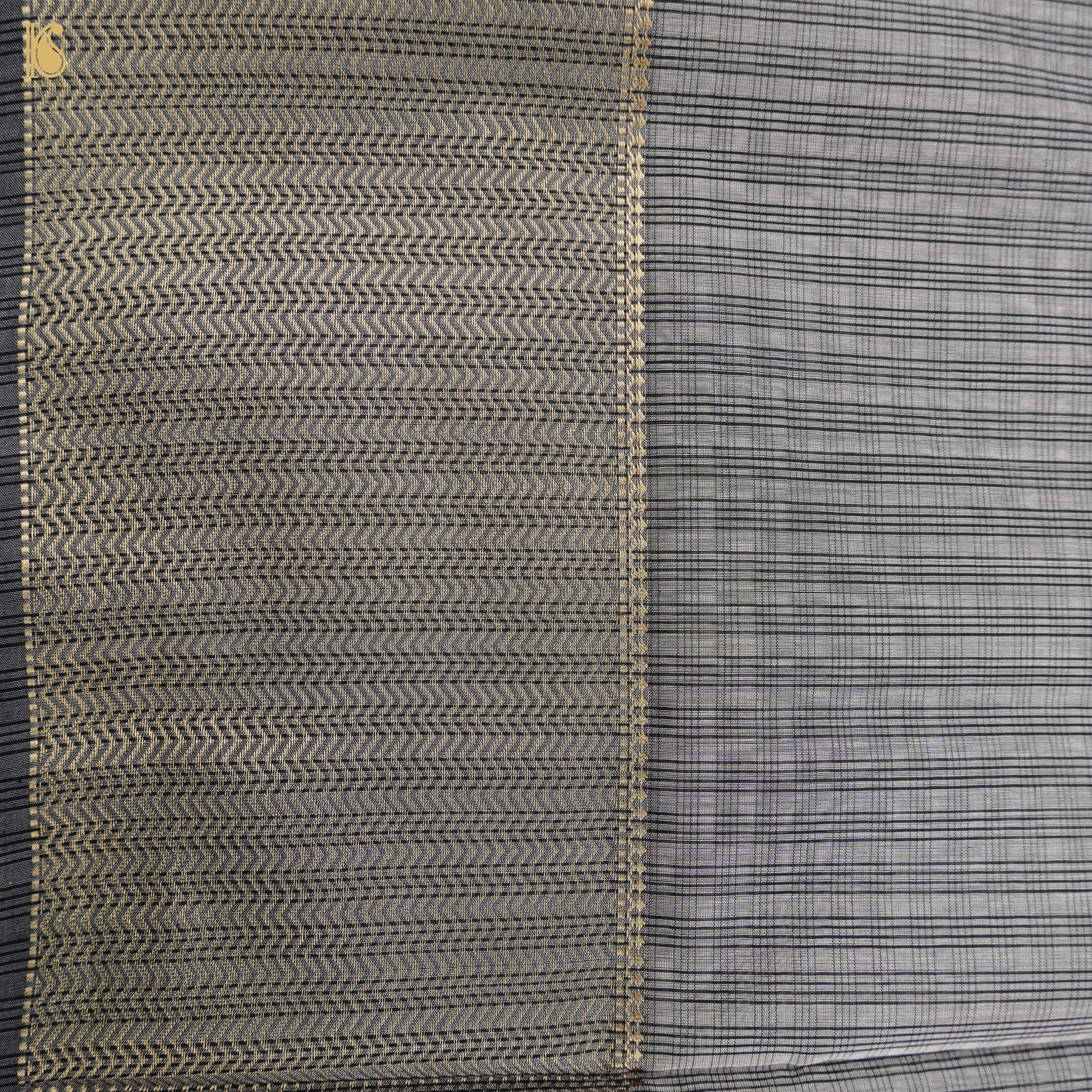Grey Handwoven Pure Cotton Silk Maheshwari Saree - Khinkhwab