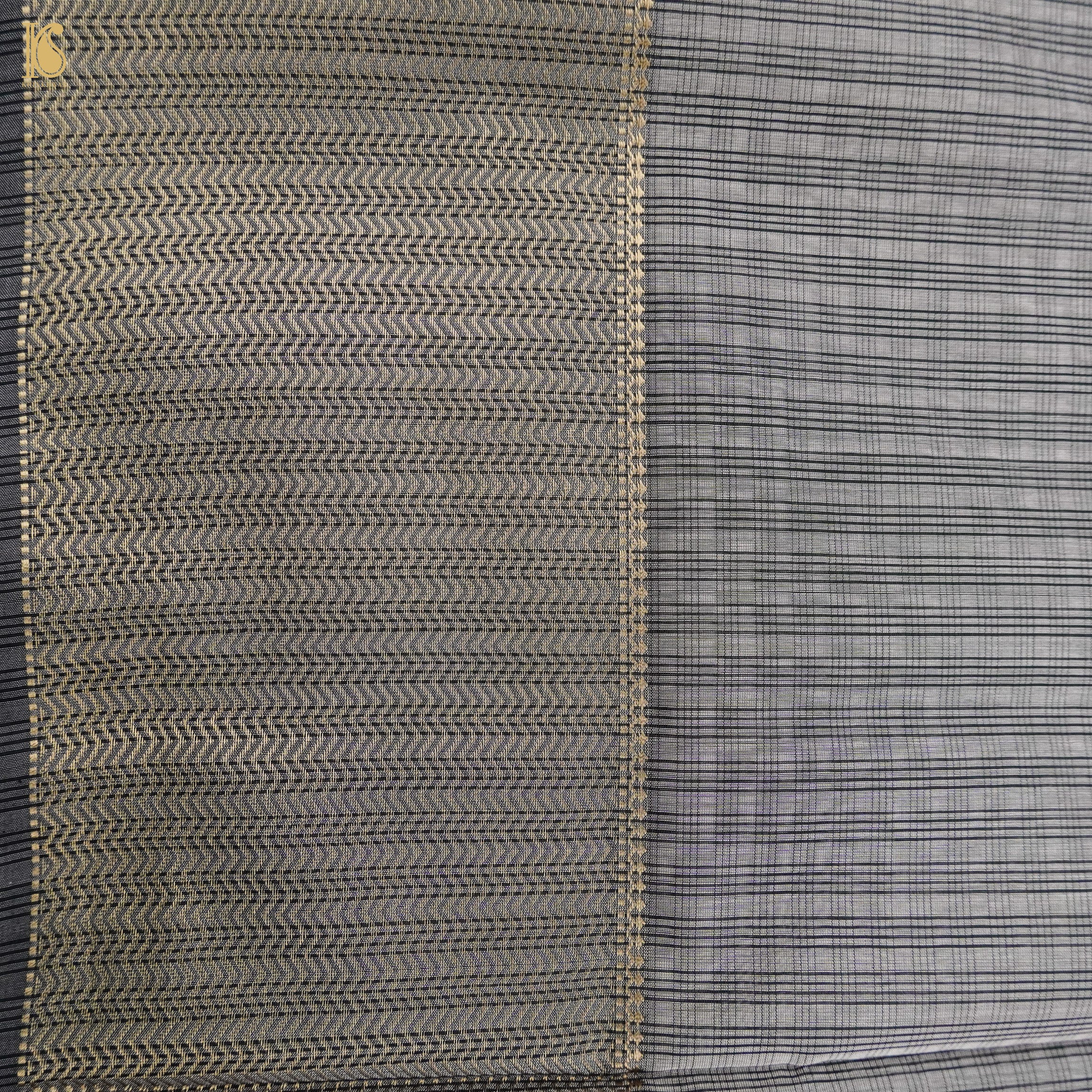 Grey Handwoven Pure Cotton Silk Maheshwari Saree - Khinkhwab