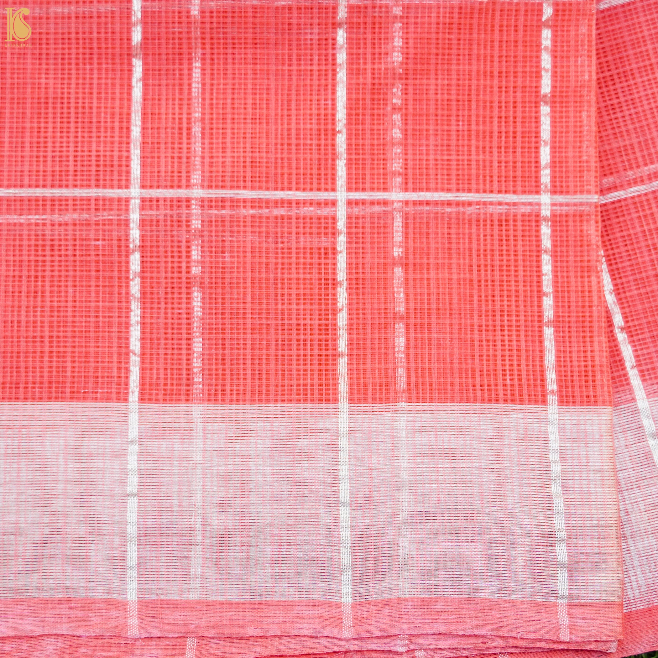 Handwoven Real Zari Kota Blouse Check Fabric - Khinkhwab